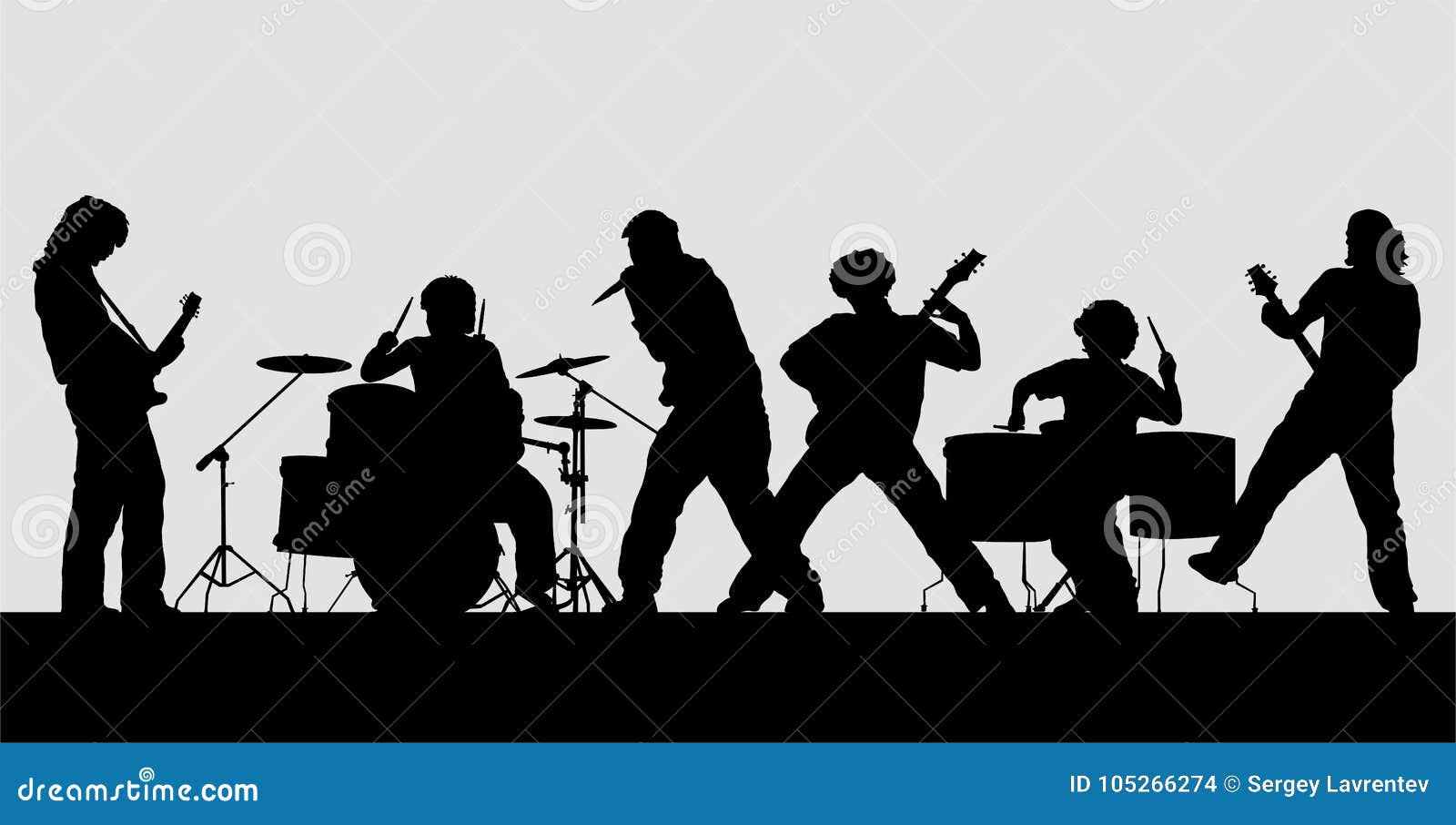 rock band silhouette on stage