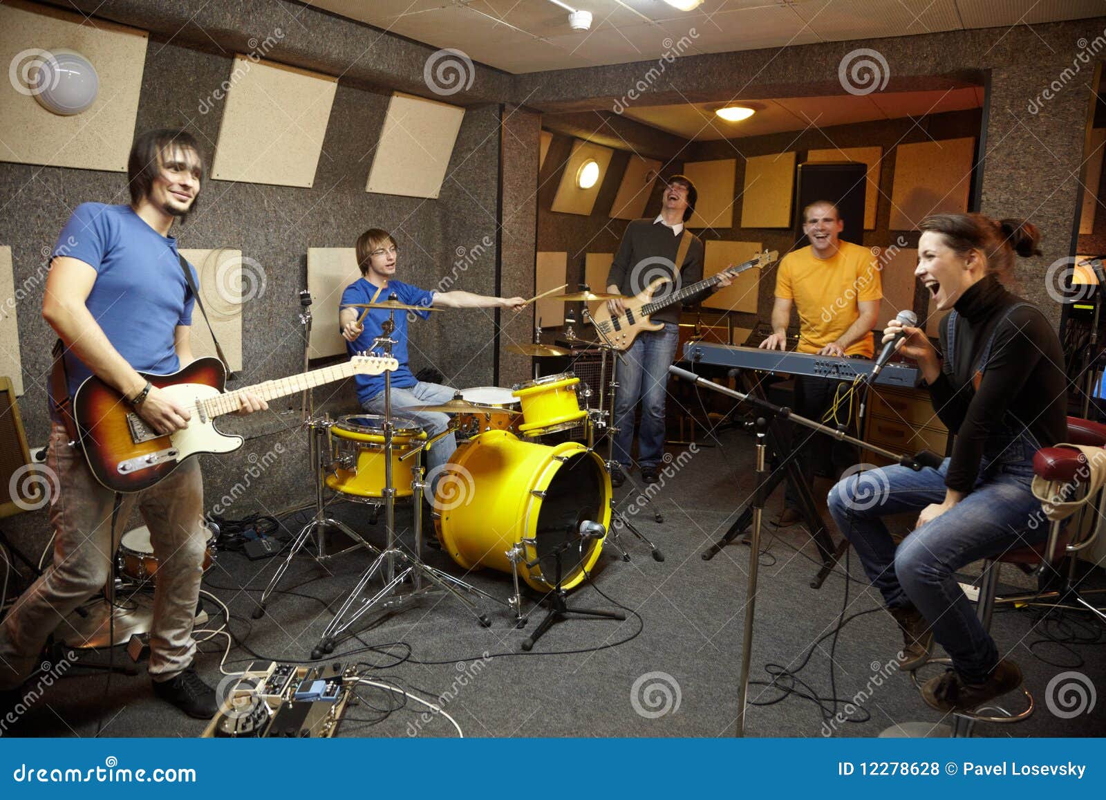 rock band in studio. the joy of creation