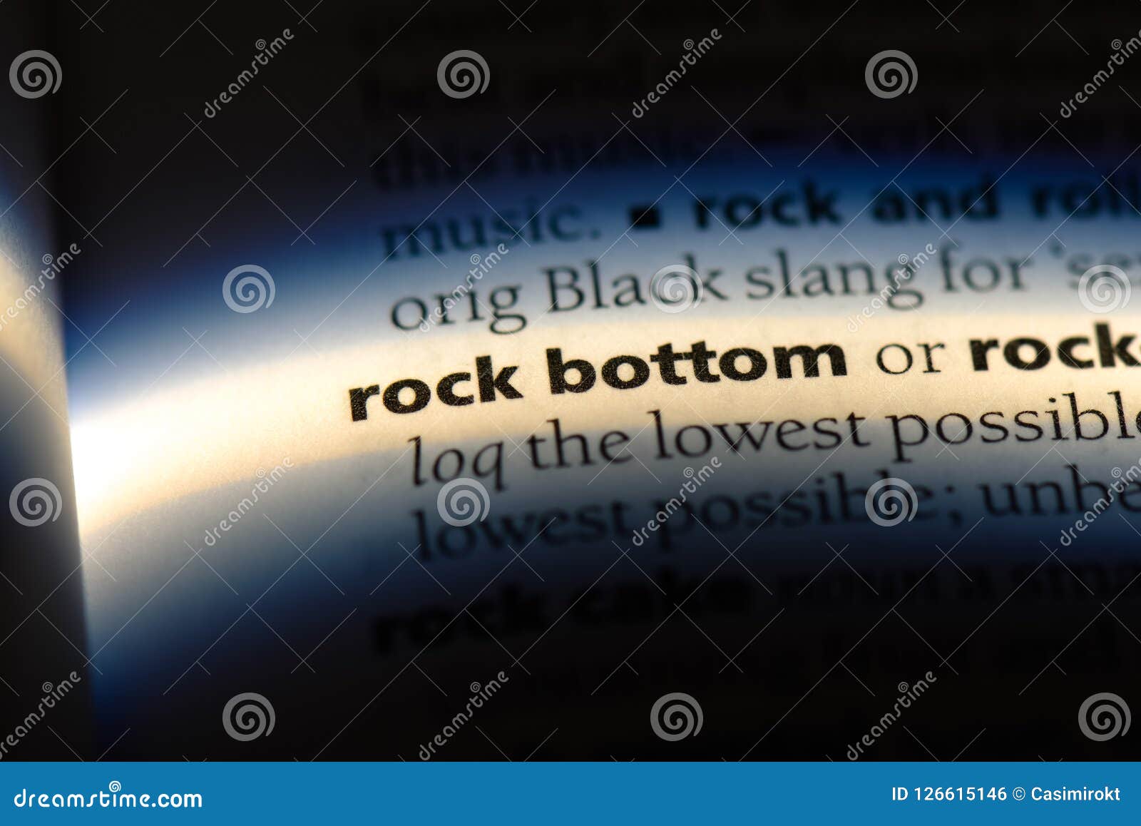 Rock bottom stock photo. Image of info, isolated, english 126615146