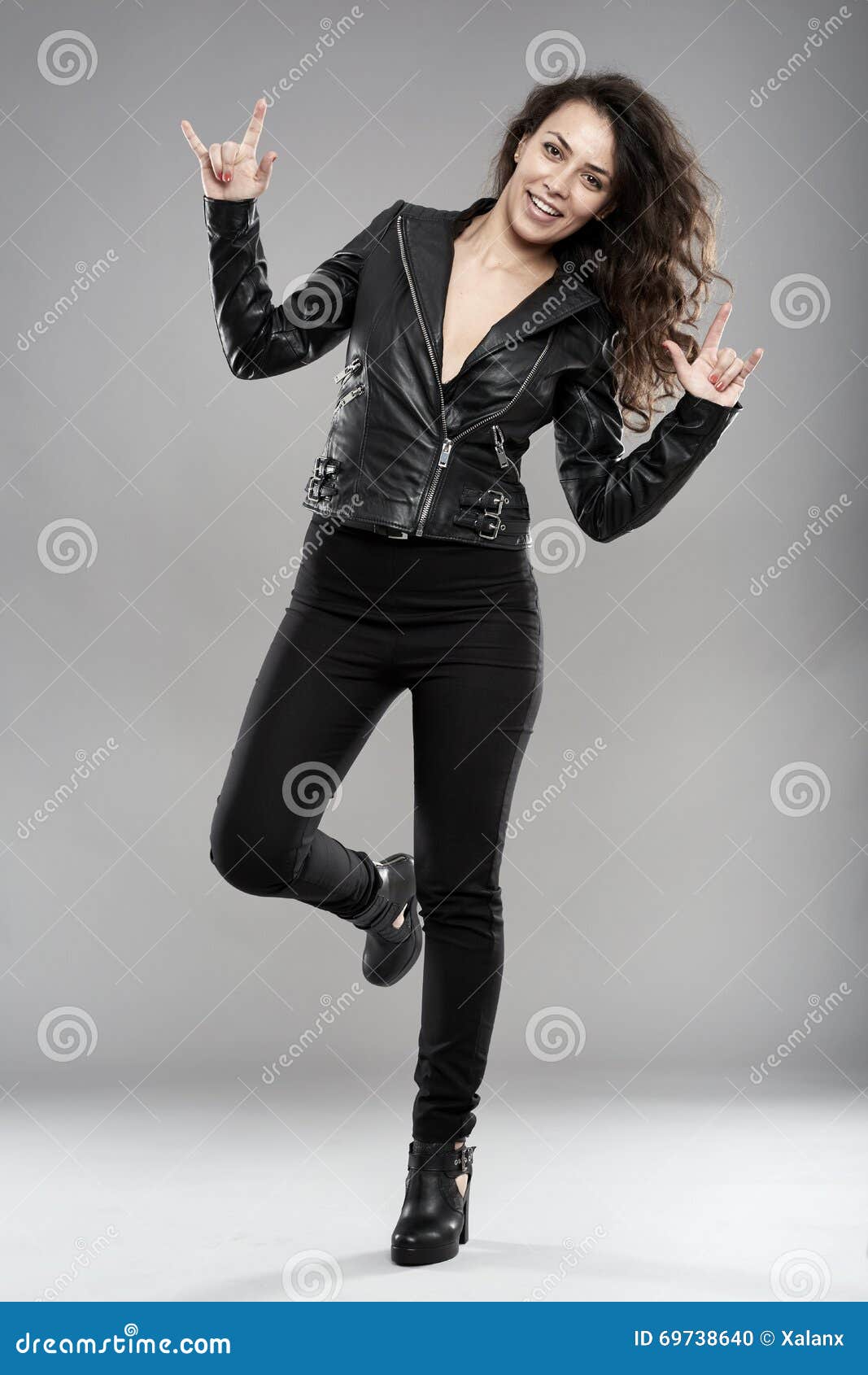 Rock chick stock photo. Image of jacket, rebel, black - 69738640
