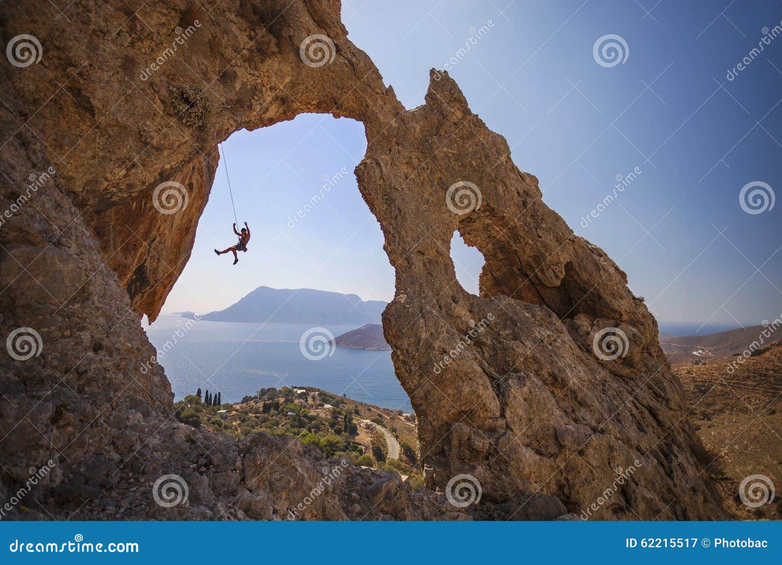 rock climber falling of a cliff while lead climbing.