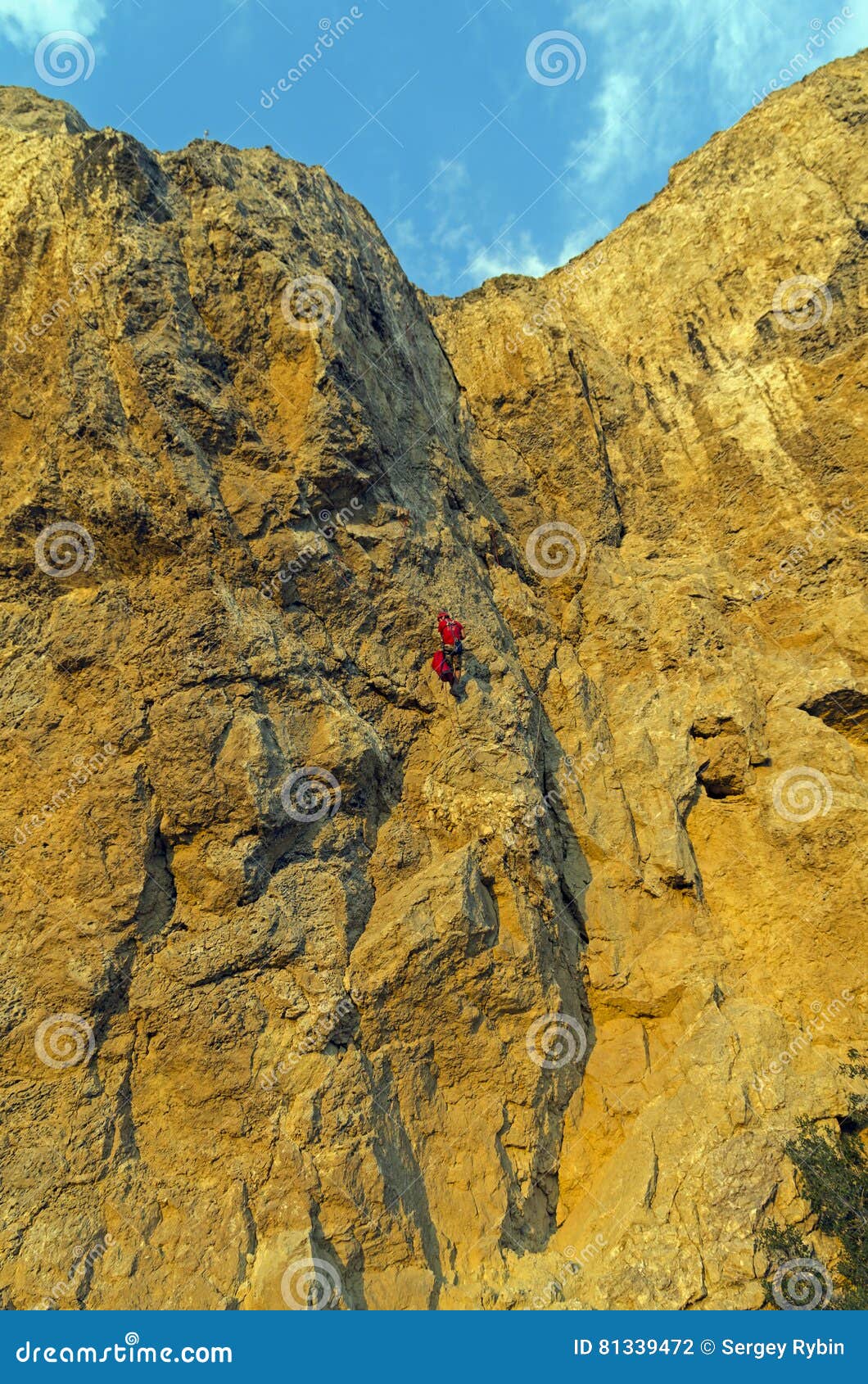 Rock Climber on a Steep Rock. Stock Photo Image of break, crimea