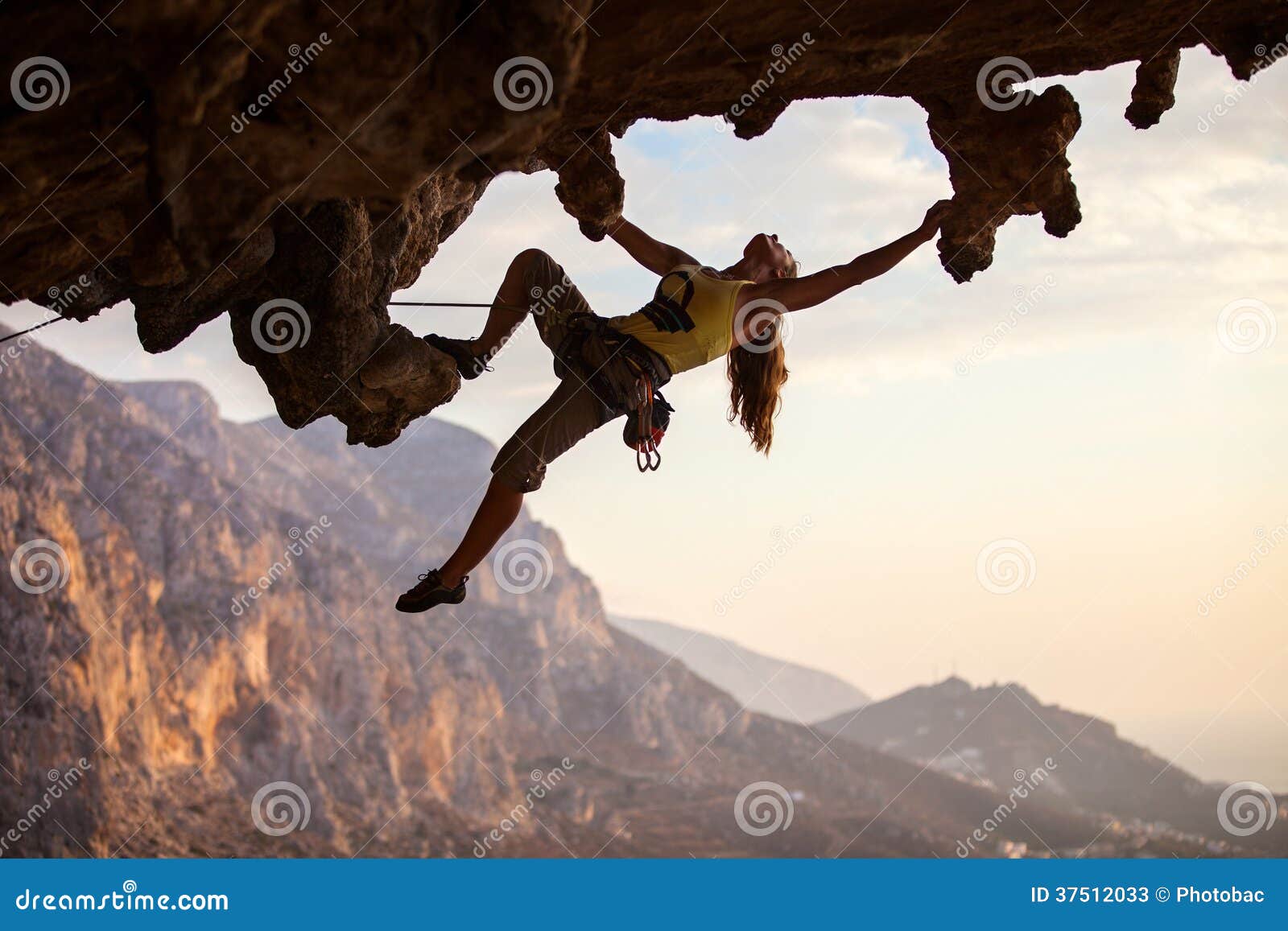 rock climber at sunset