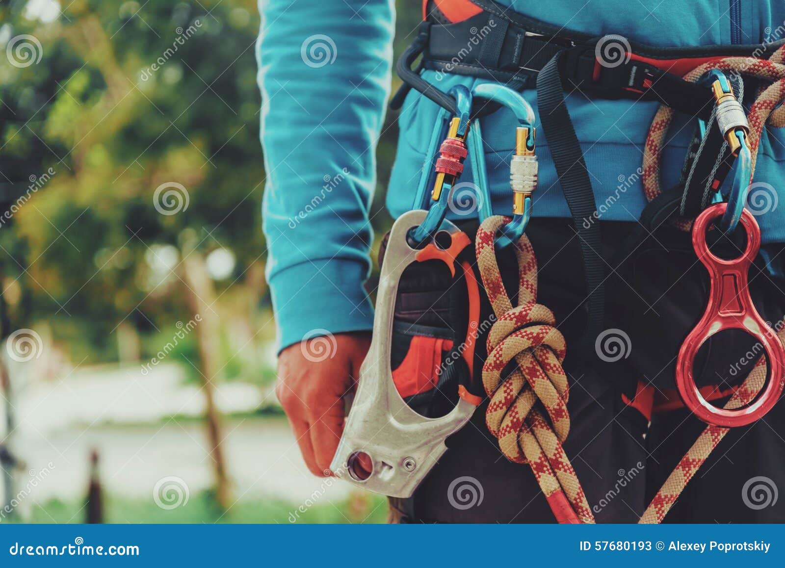 Rock Climber Wearing Safety Harness Stock Photo - Image: 57680193