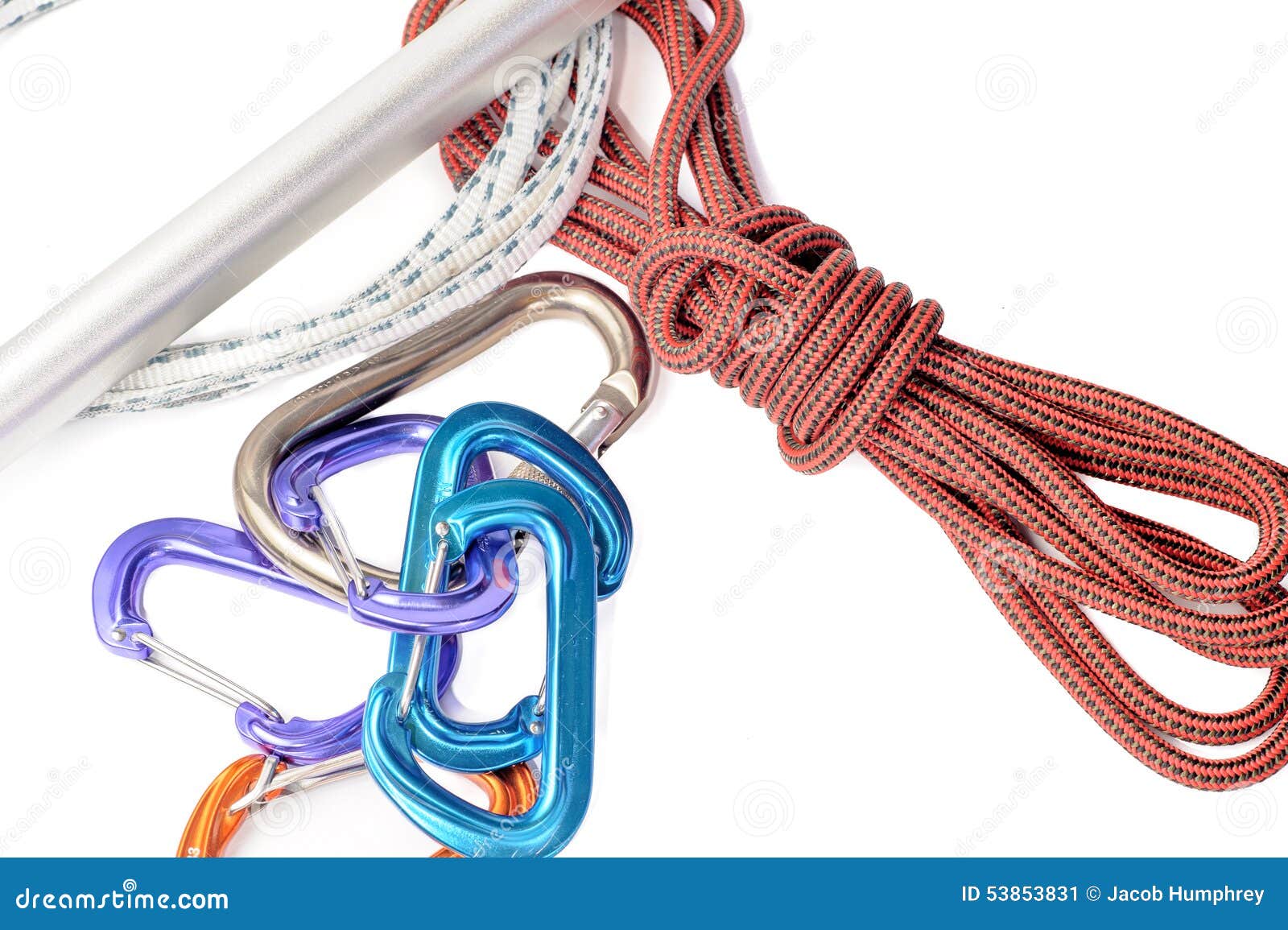 Rock climbing gear stock image. Image of mountaineering 53853831