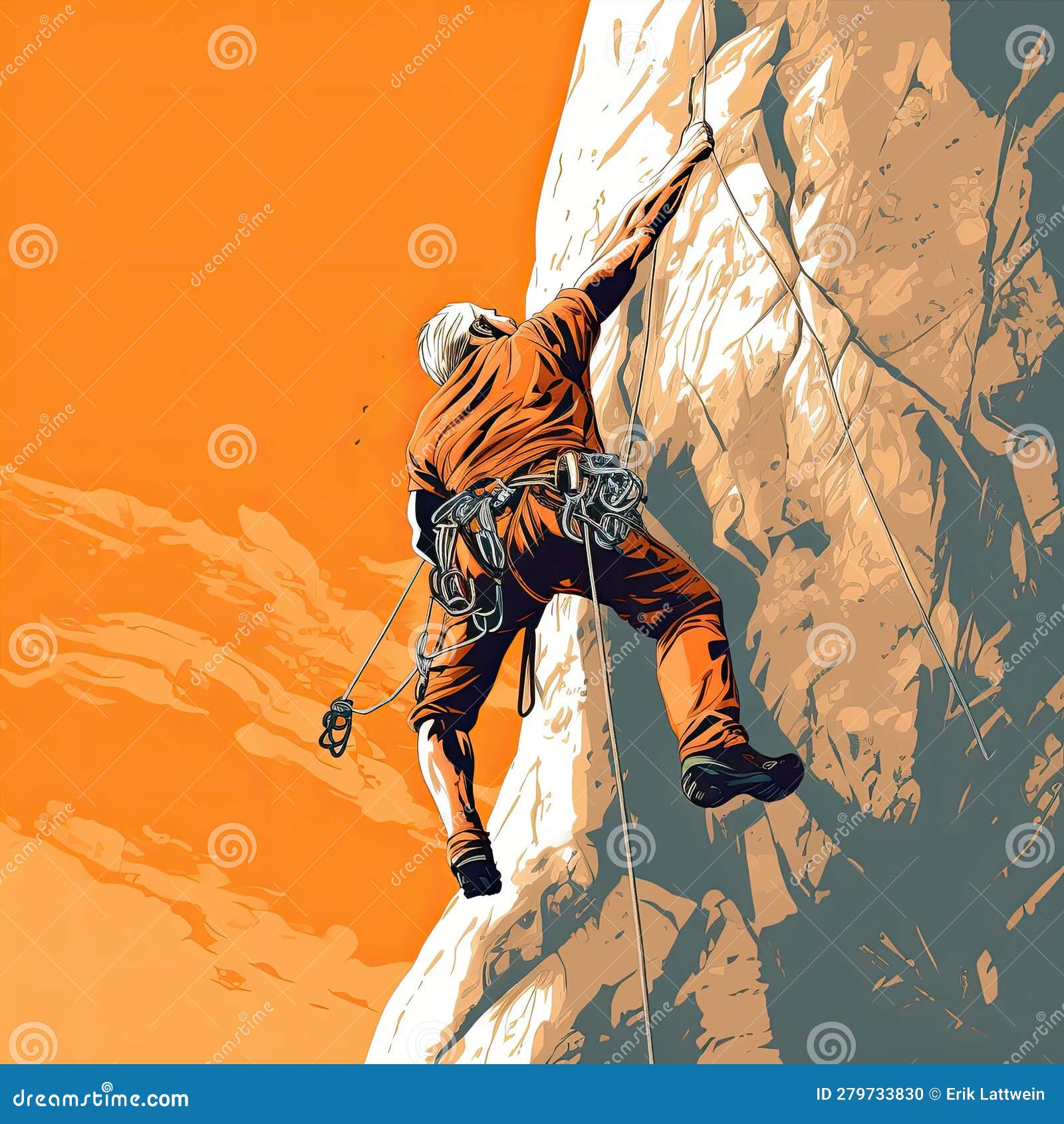 Rock Climbing Illustration Made with Generative AI Tools Stock