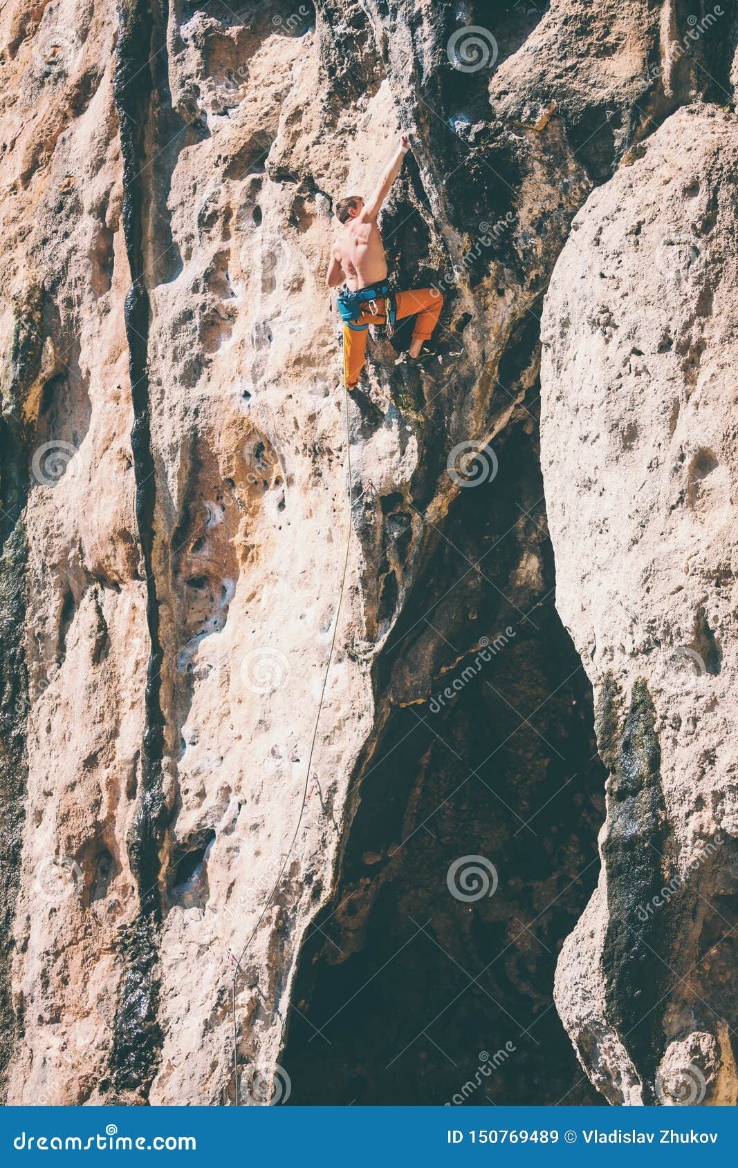 Rock Climbing on Natural Terrain Stock Image Image of moving, natural