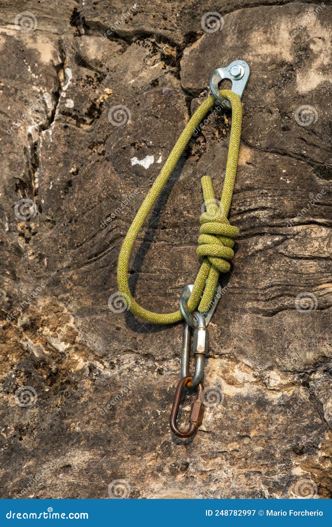 Rock Climbing Rope with Hooks Stock Image - Image of rope, sports