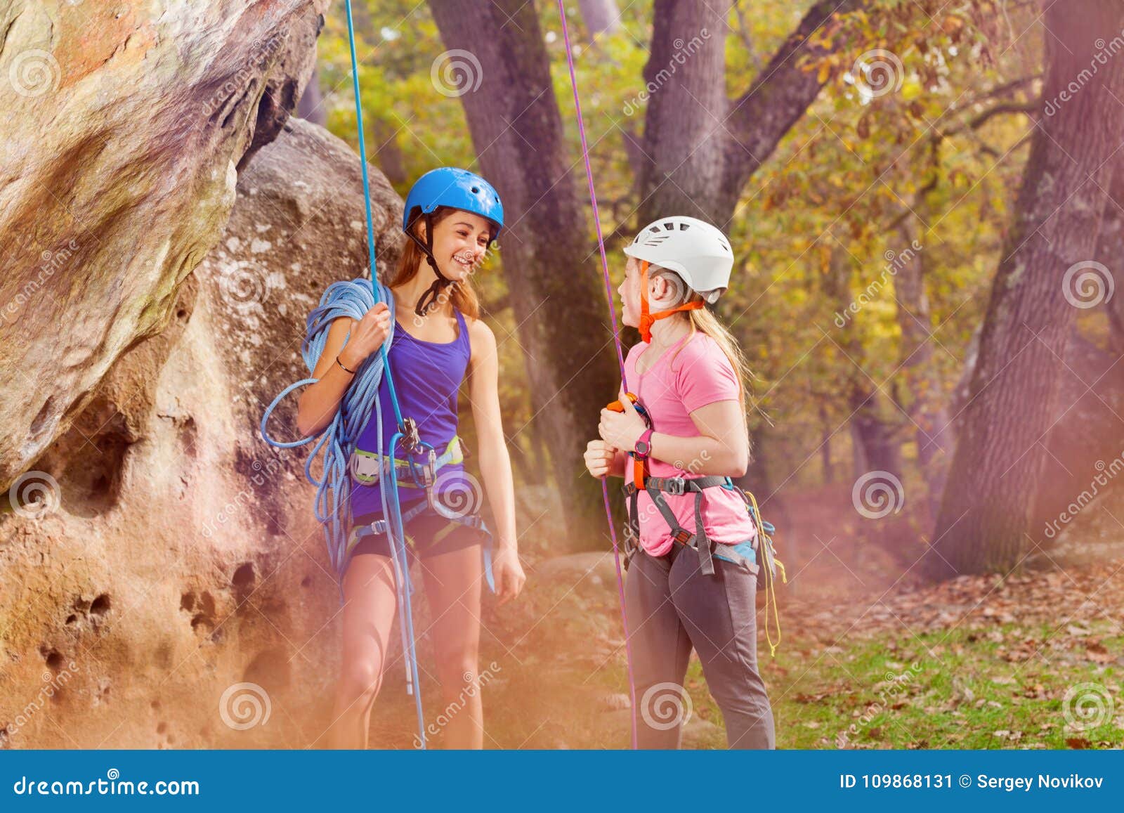 Rock Climbing Trainer and Girl in Special Outfit Stock Image - Image of  alpine, alpinist: 109868131