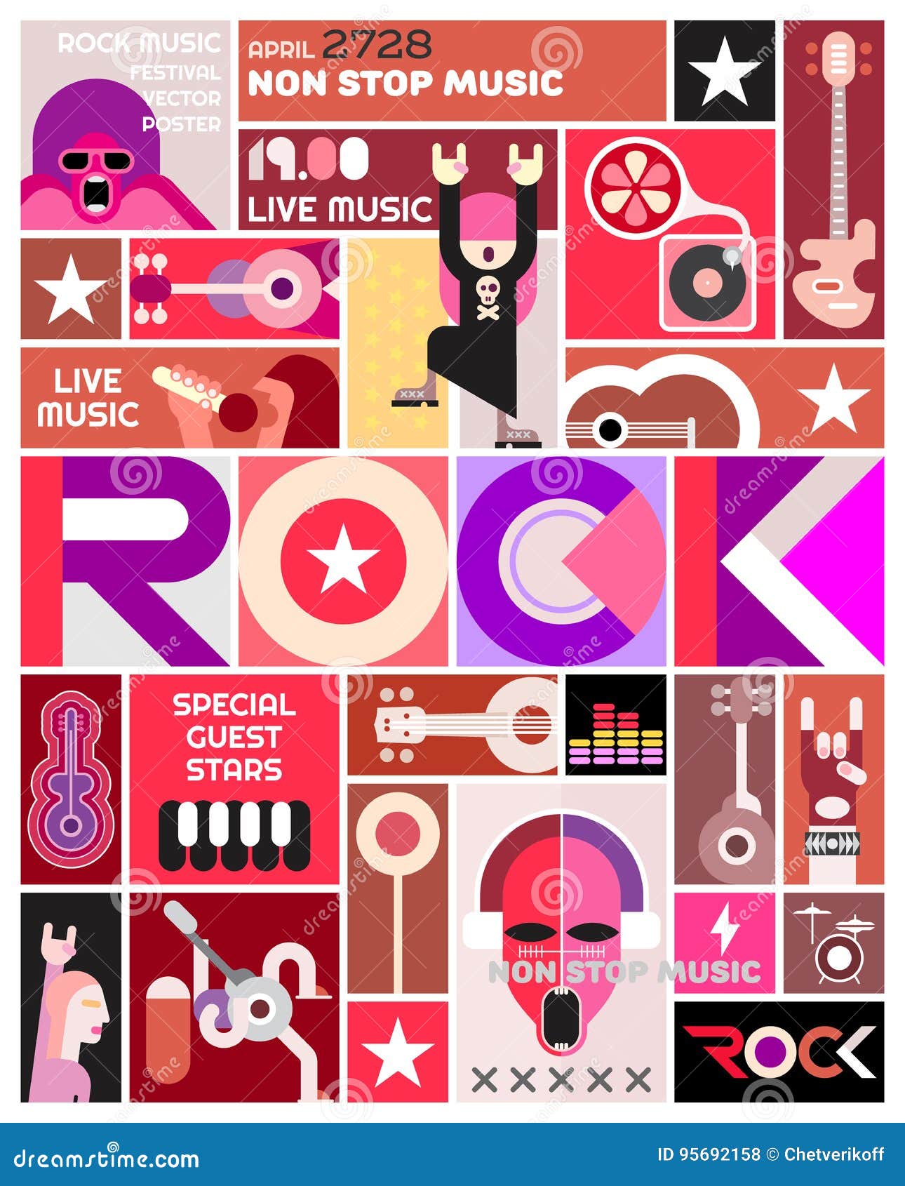 Rock Concert Poster Template Design Stock Vector Illustration Of Music People