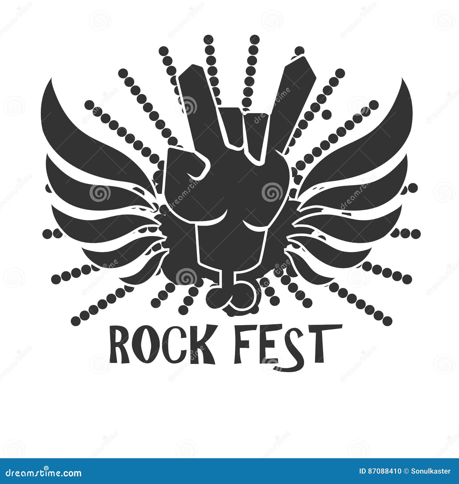 Rock Icon Logo in Black and White Colors. Stock Vector - Illustration of graphic: 87088410
