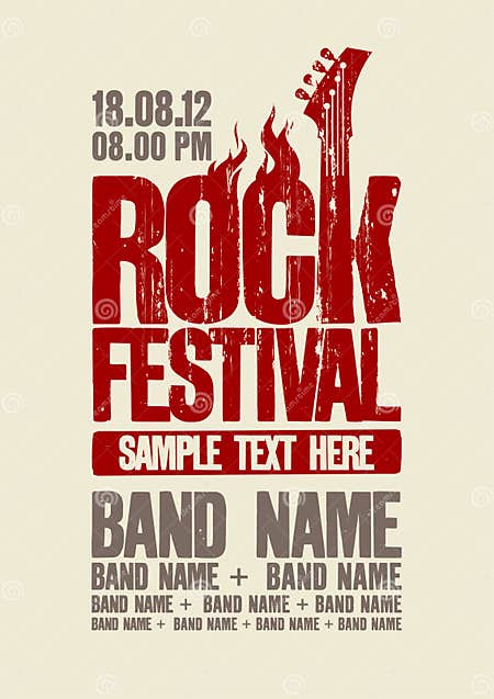 Rock Festival Design Template. Stock Vector - Illustration of ...