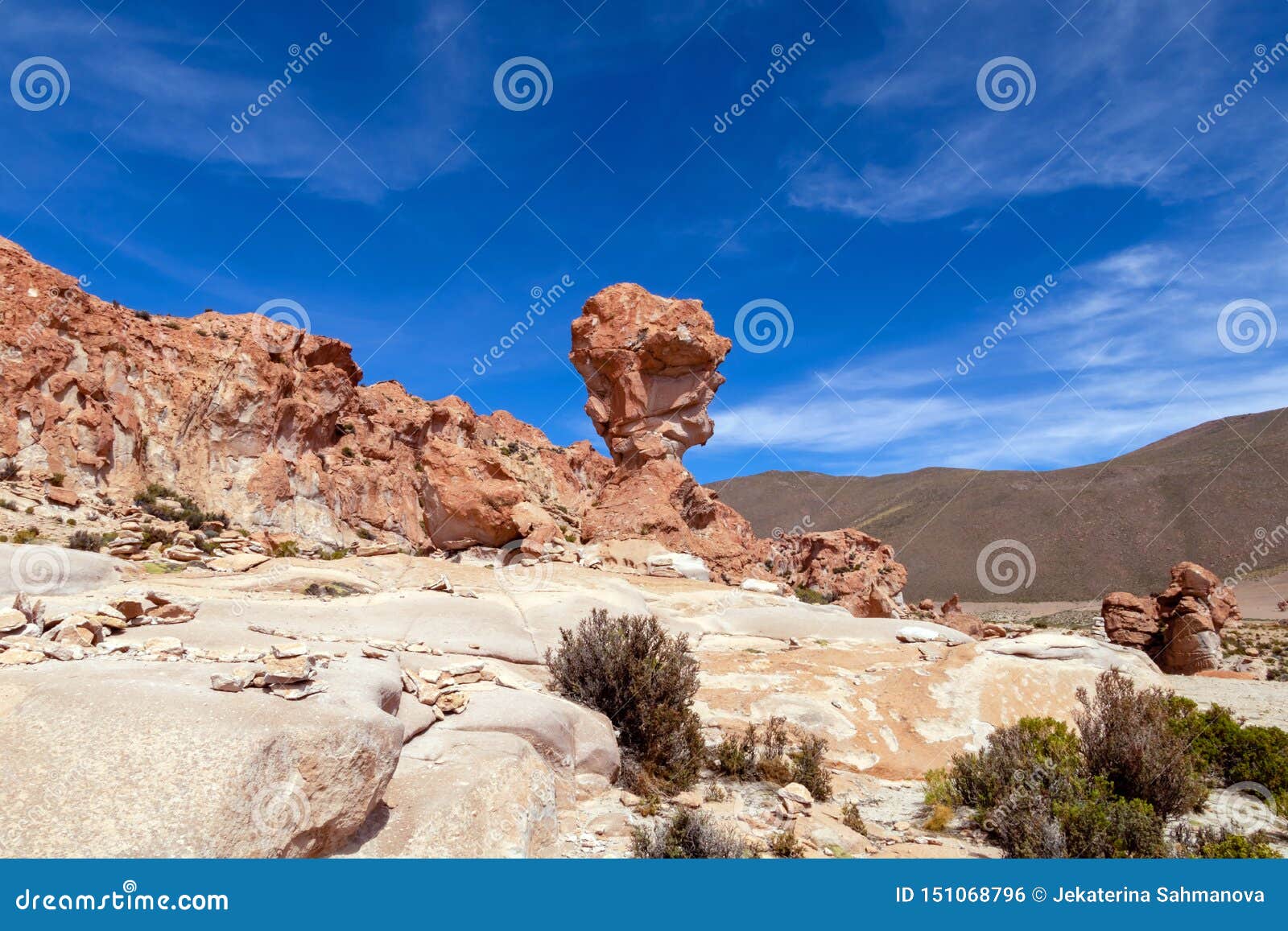 rock formation called copa del mondo or world cup in the bolivean altiplano - potosi department, bolivia