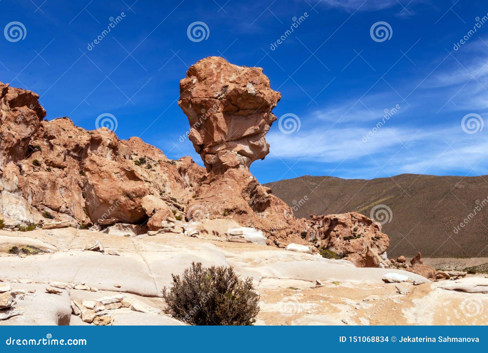 rock formation called copa del mondo or world cup in the bolivean altiplano - potosi department, bolivia