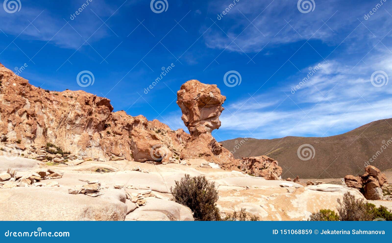 rock formation called copa del mondo or world cup in the bolivean altiplano - potosi department, bolivia