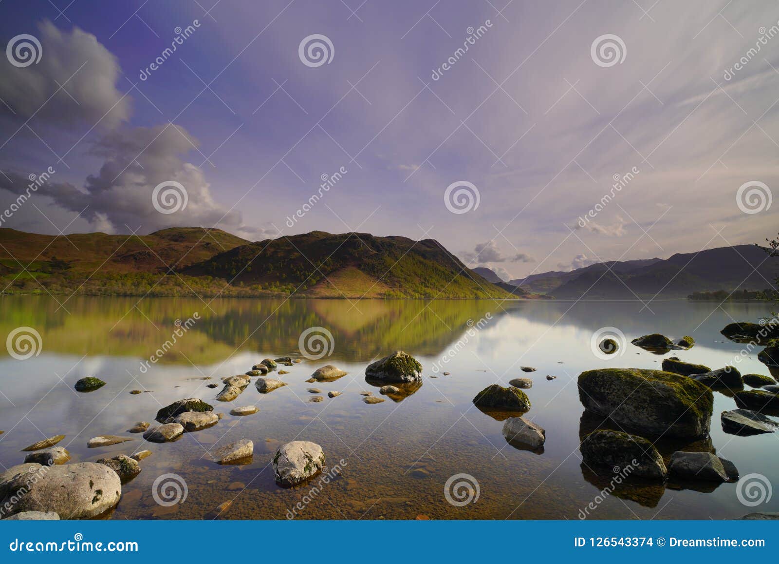 Rock Formation in the Ullswater Lake Facing Mountain Stock Photo ...