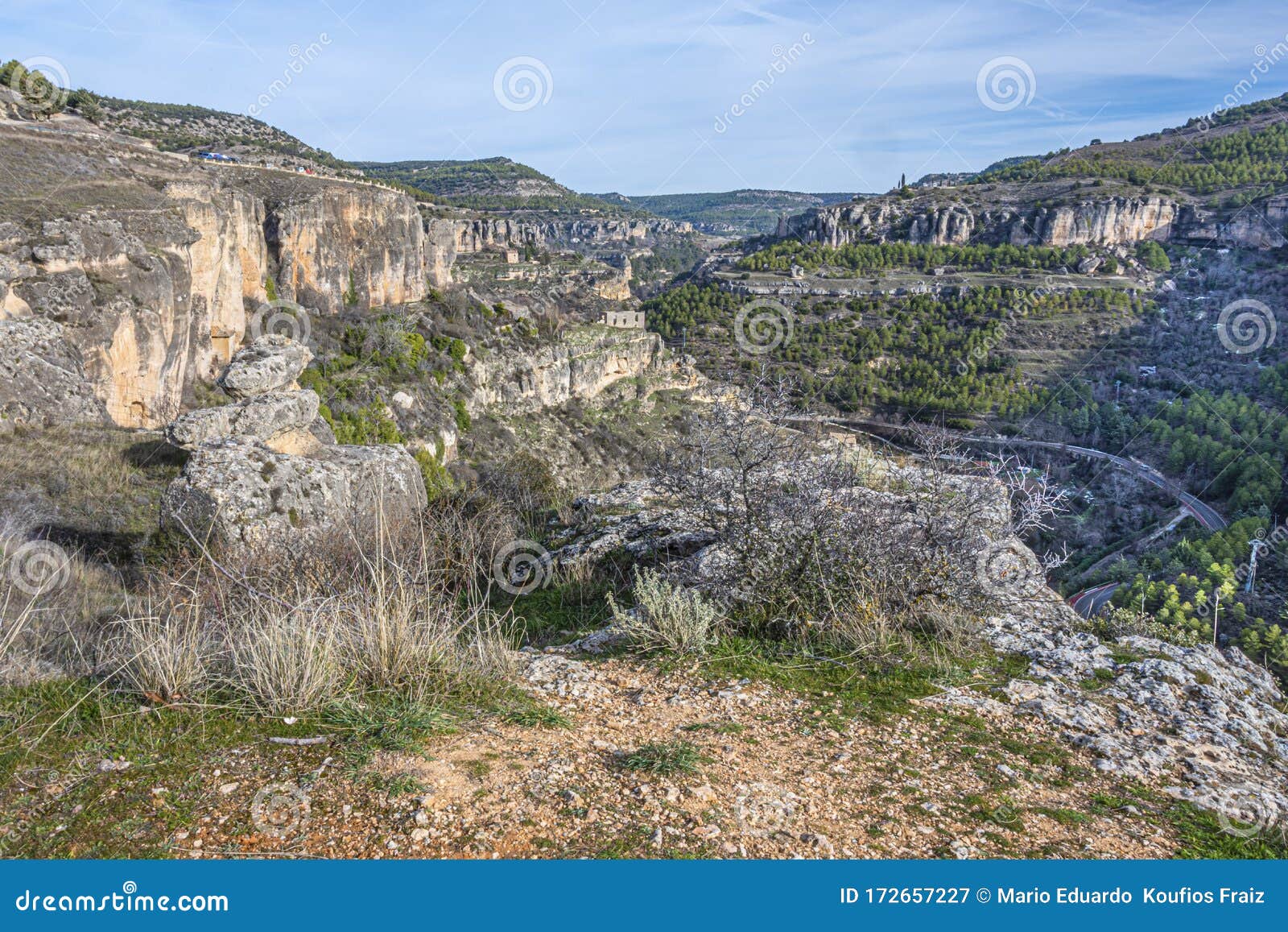 rock formations in the huecar river canyon. basin. spain. europe