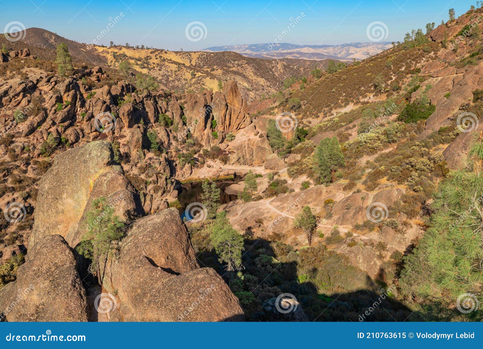 rock formations in pinnacles national park in california, the destroyed remains of an extinct volcano on the san andreas