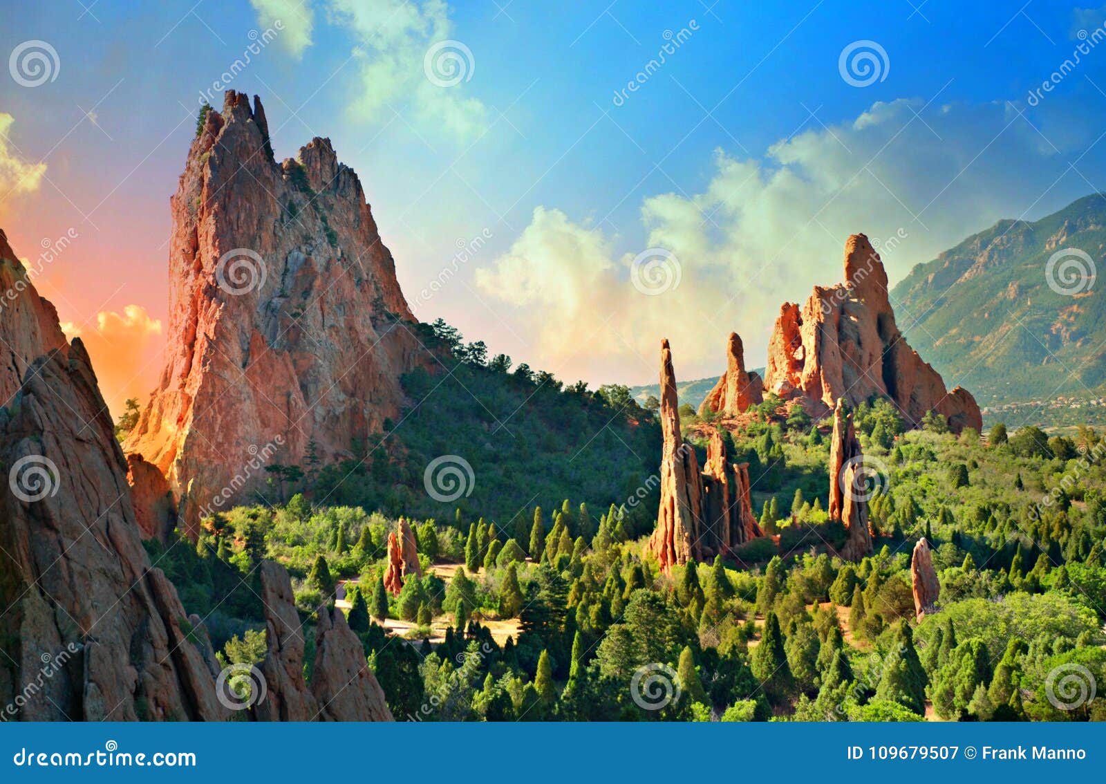 Rock Formations At Sunrise Garden Of The Gods Stock Image Image