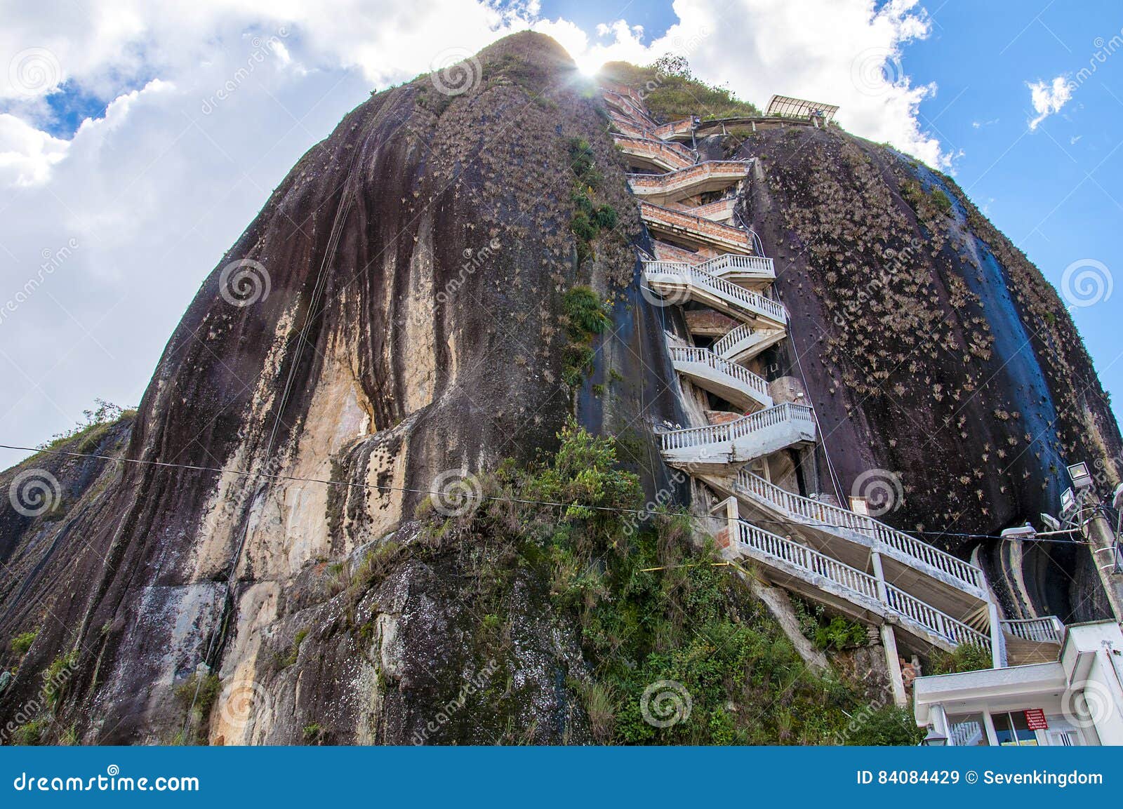 Steep steps rising up Piedra el Penol, Colombia. Stock Photo