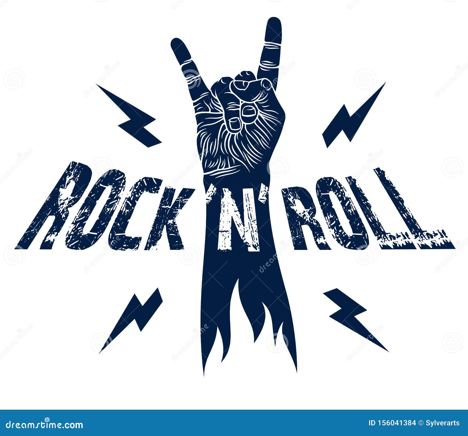 Rock n Roll Lightning bolt and Banner Shirt Printing Design