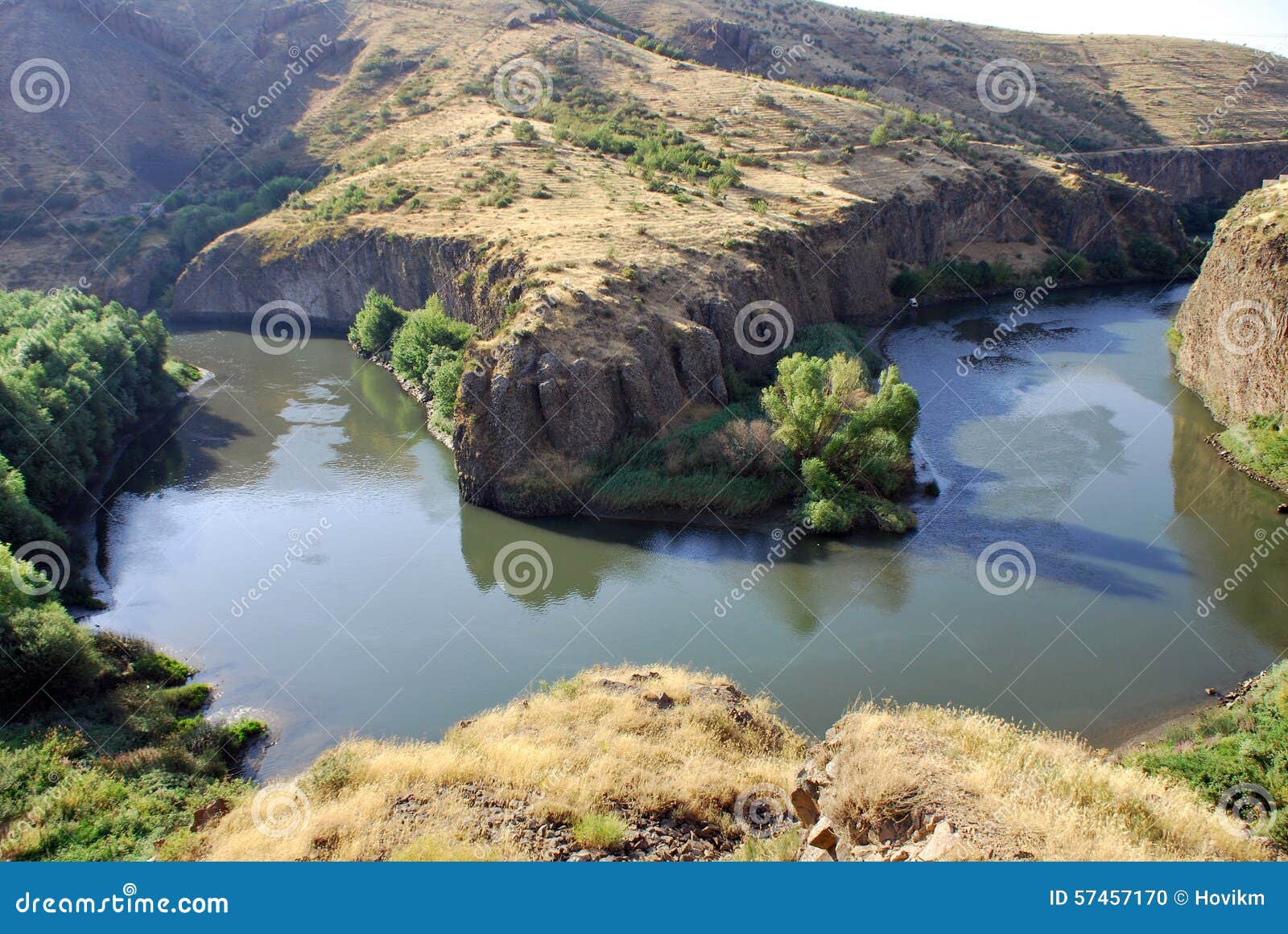 rock in hrazdan river in argel, armenia