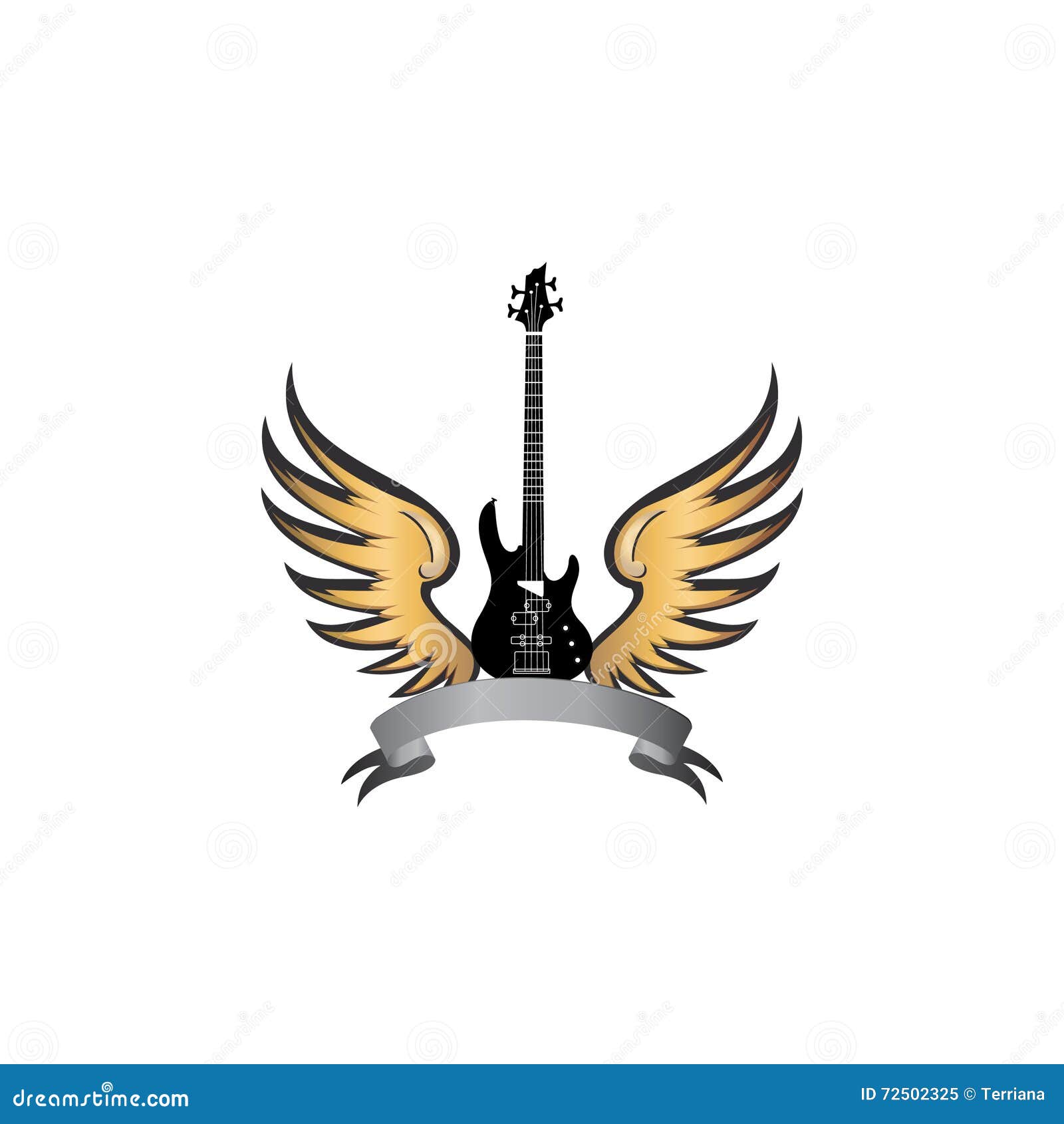 Rock Music Electric Guitar with Wings. Winged Guitar Sign Stock Illustration Illustration of black, bird: 72502325