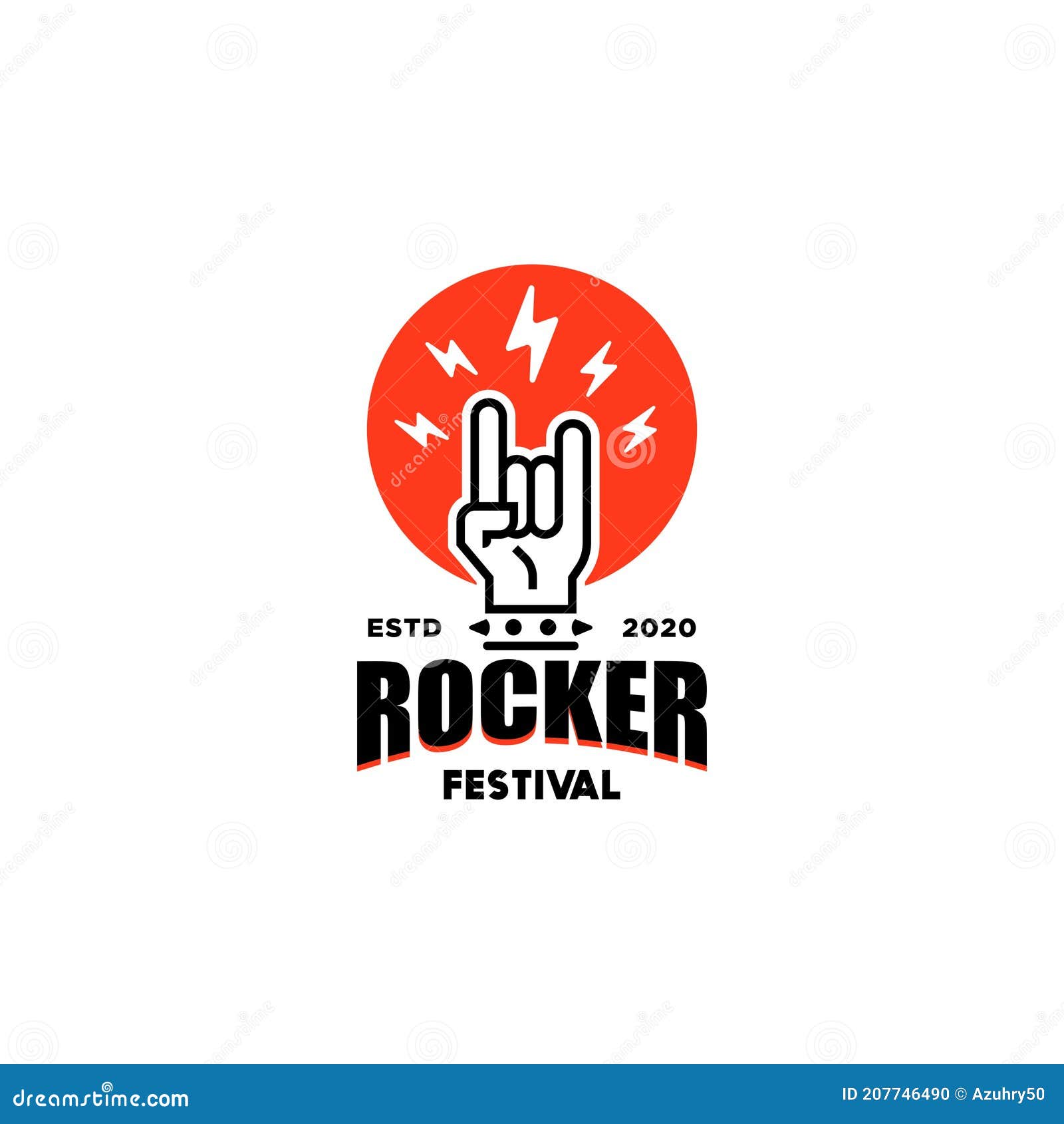 Rock Music Fest Logo with Rocker or Metal Hand Gesture, Emblem for Rock ...