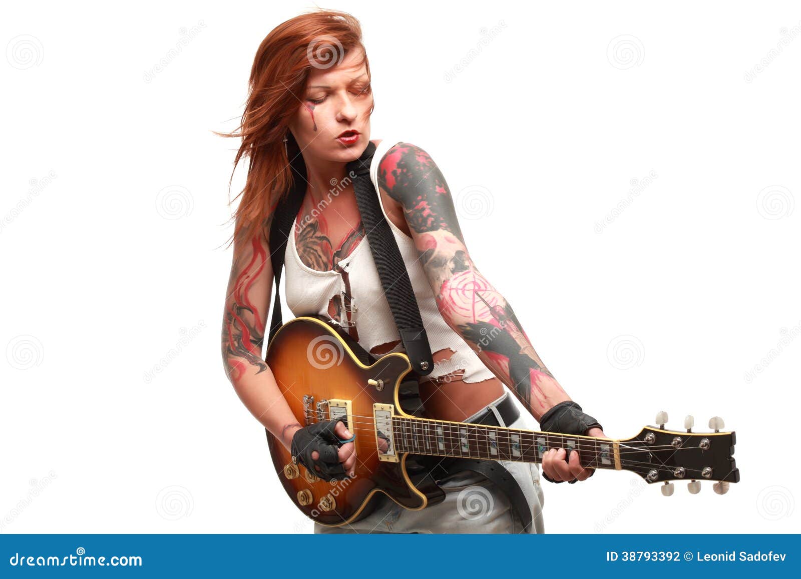 Rock N Roll Girl with Tattoo Stock Photo - Image of portrait, hand ...