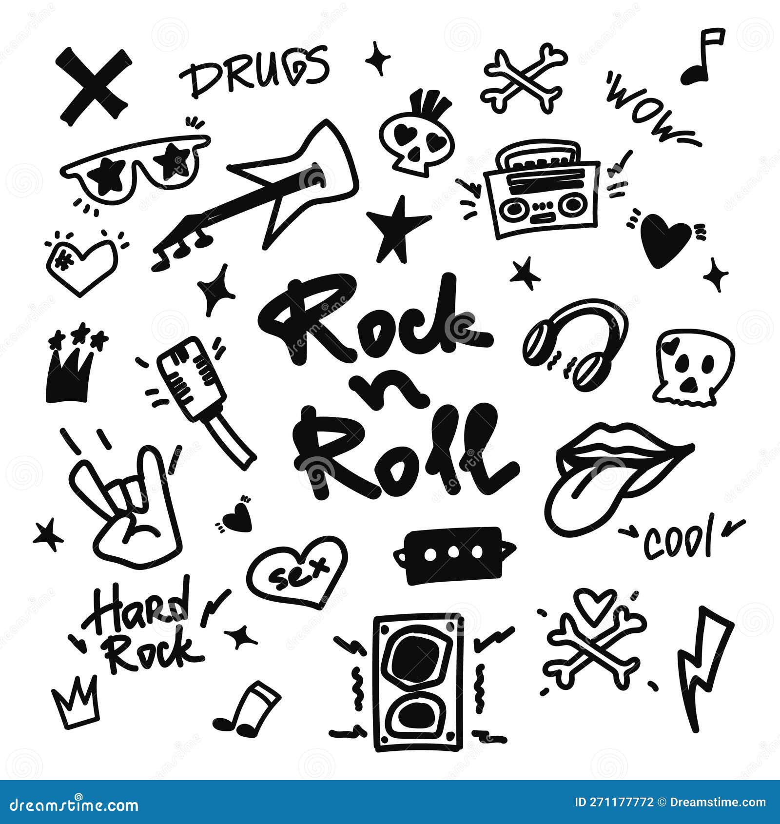 Rock n roll stickers set Royalty Free Vector Image