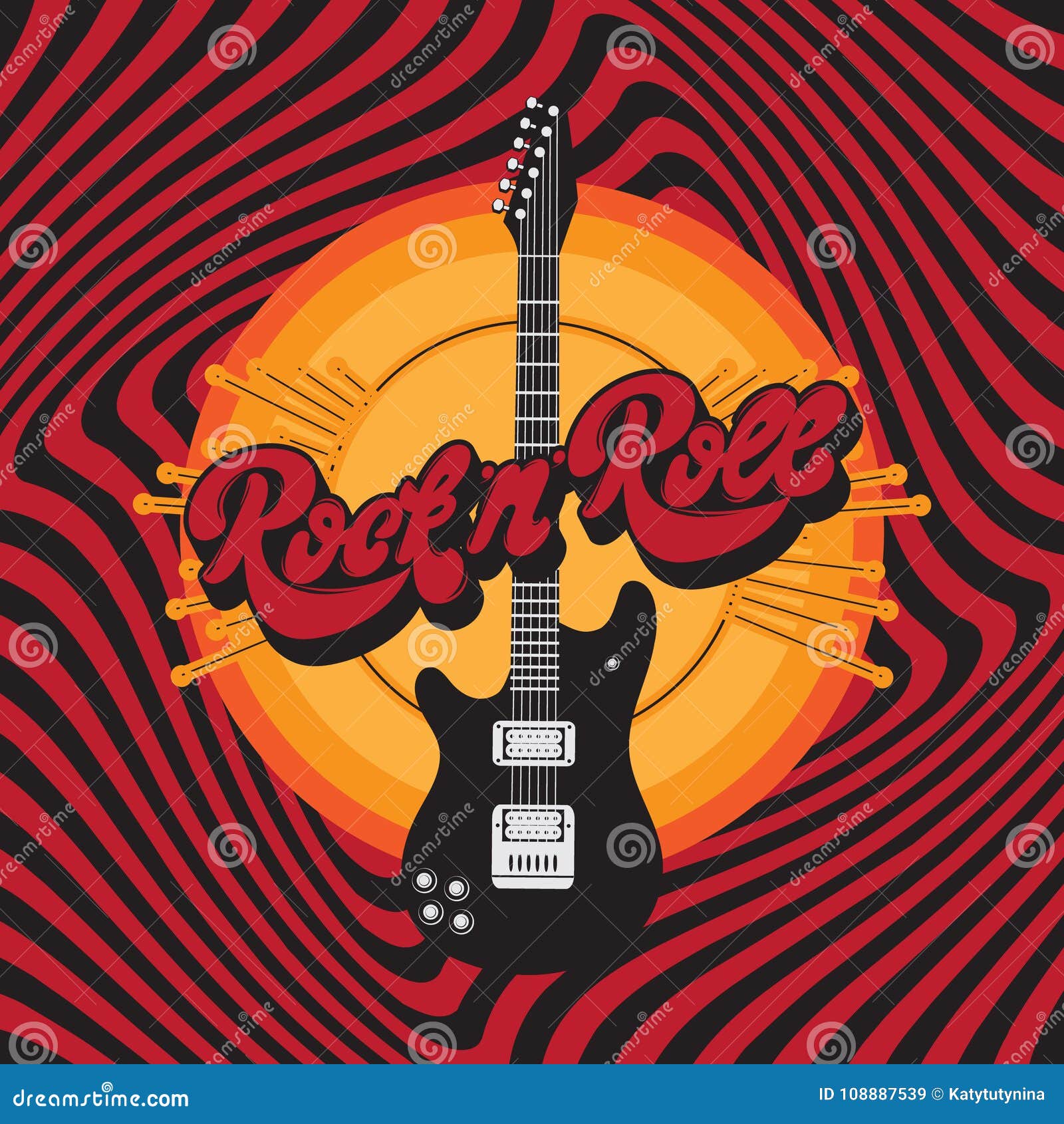 Vector Flat Pixel Rock N Roll Icon with Fire' Poster - rock n roll