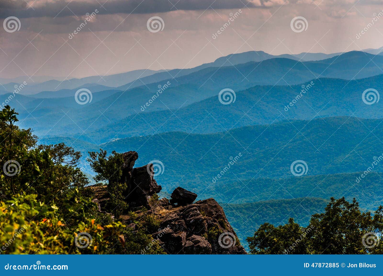 rock outcrop on north marshall and view of the blue ridge in she