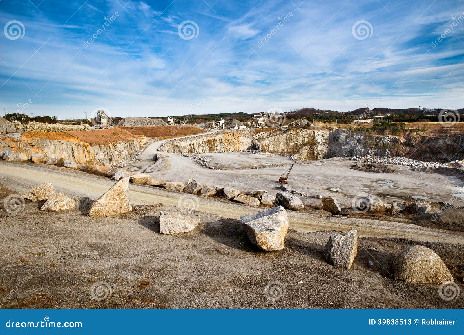 Rock quarry scene stock image. Image of excavator, dust 39838513
