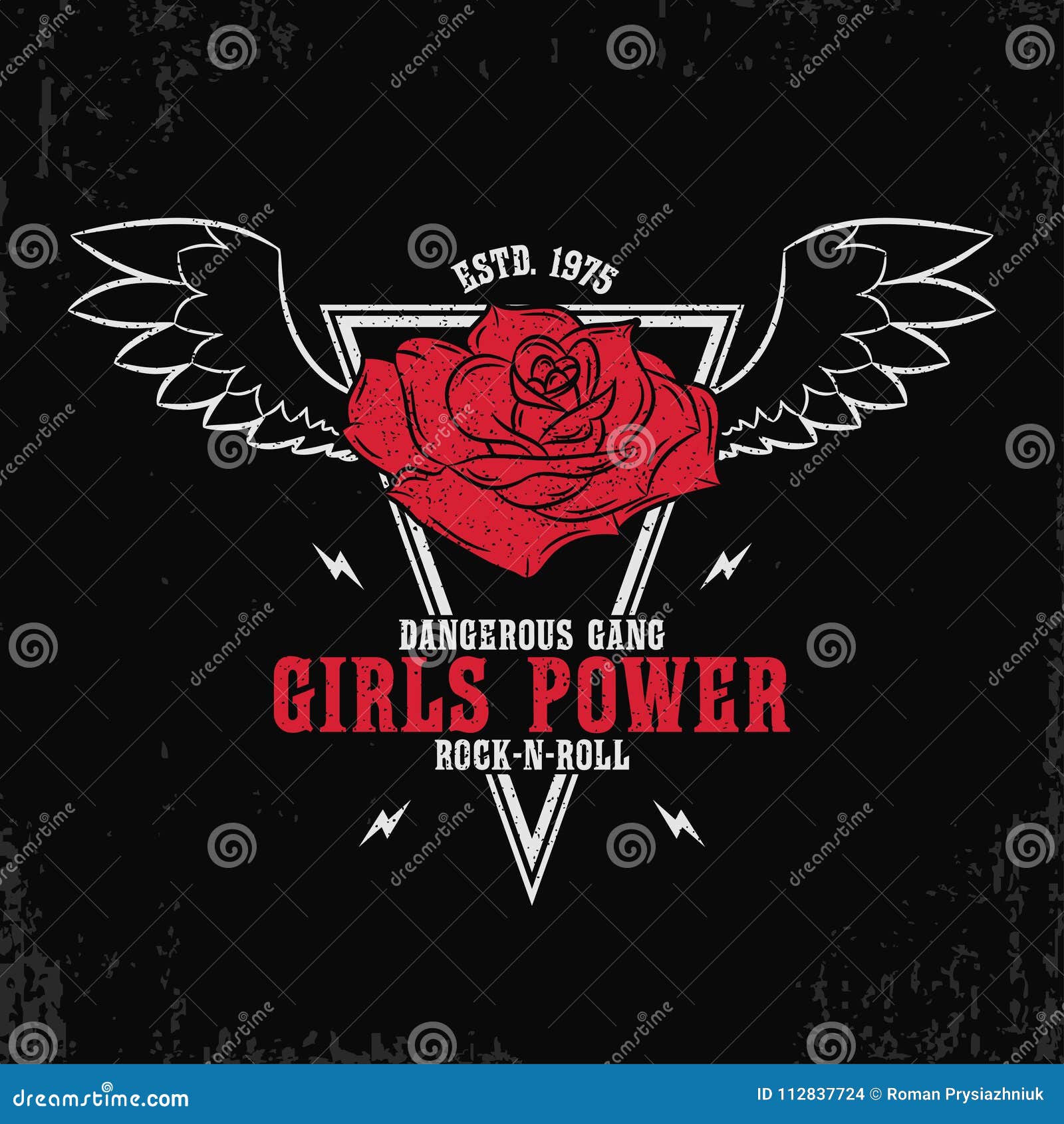 Rock and Roll, Girls Power - Grunge Typography for T-shirt, Women ...