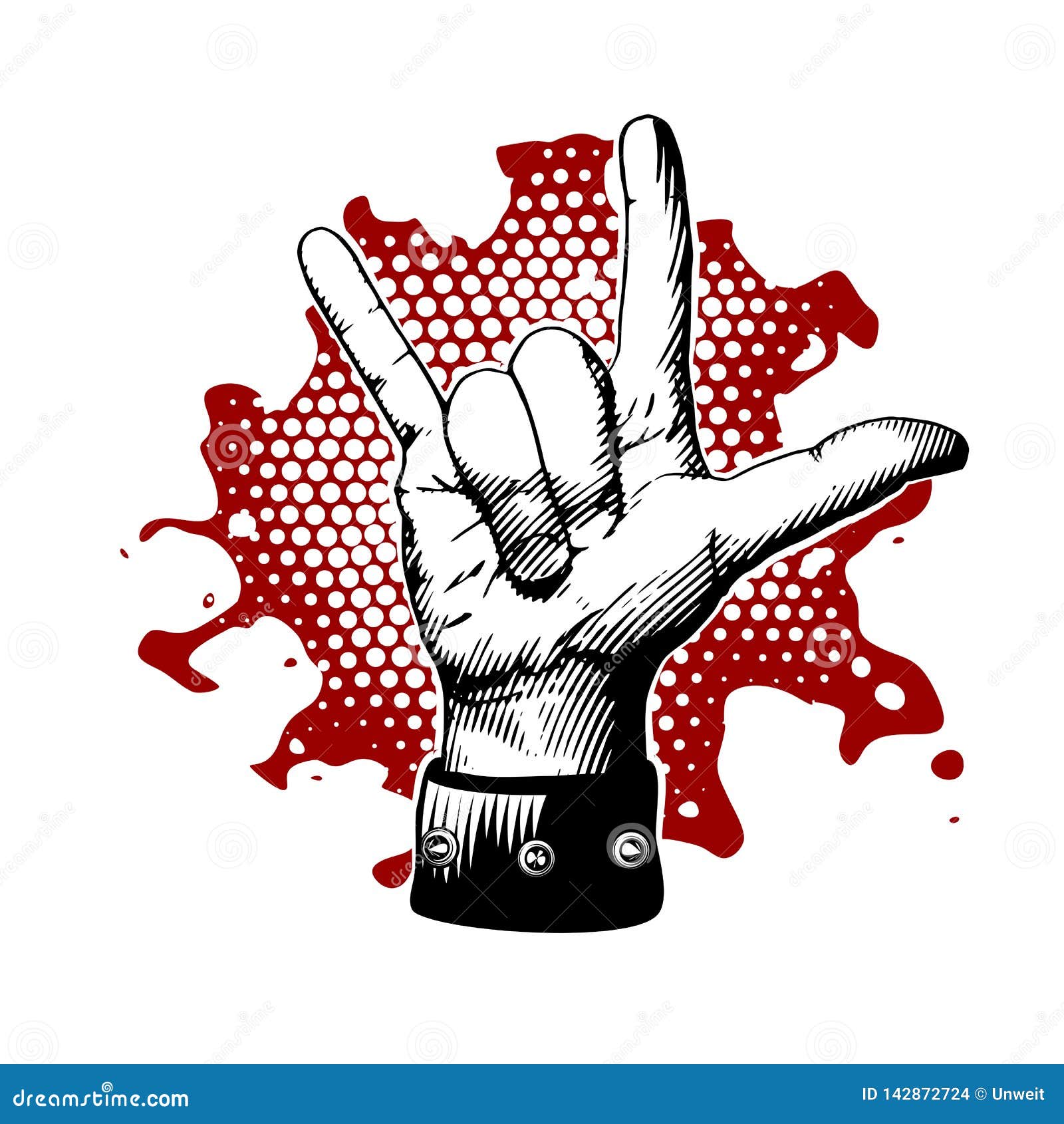 Rock and Roll, Metal Devil Horns Gesture. Stock Vector Illustration