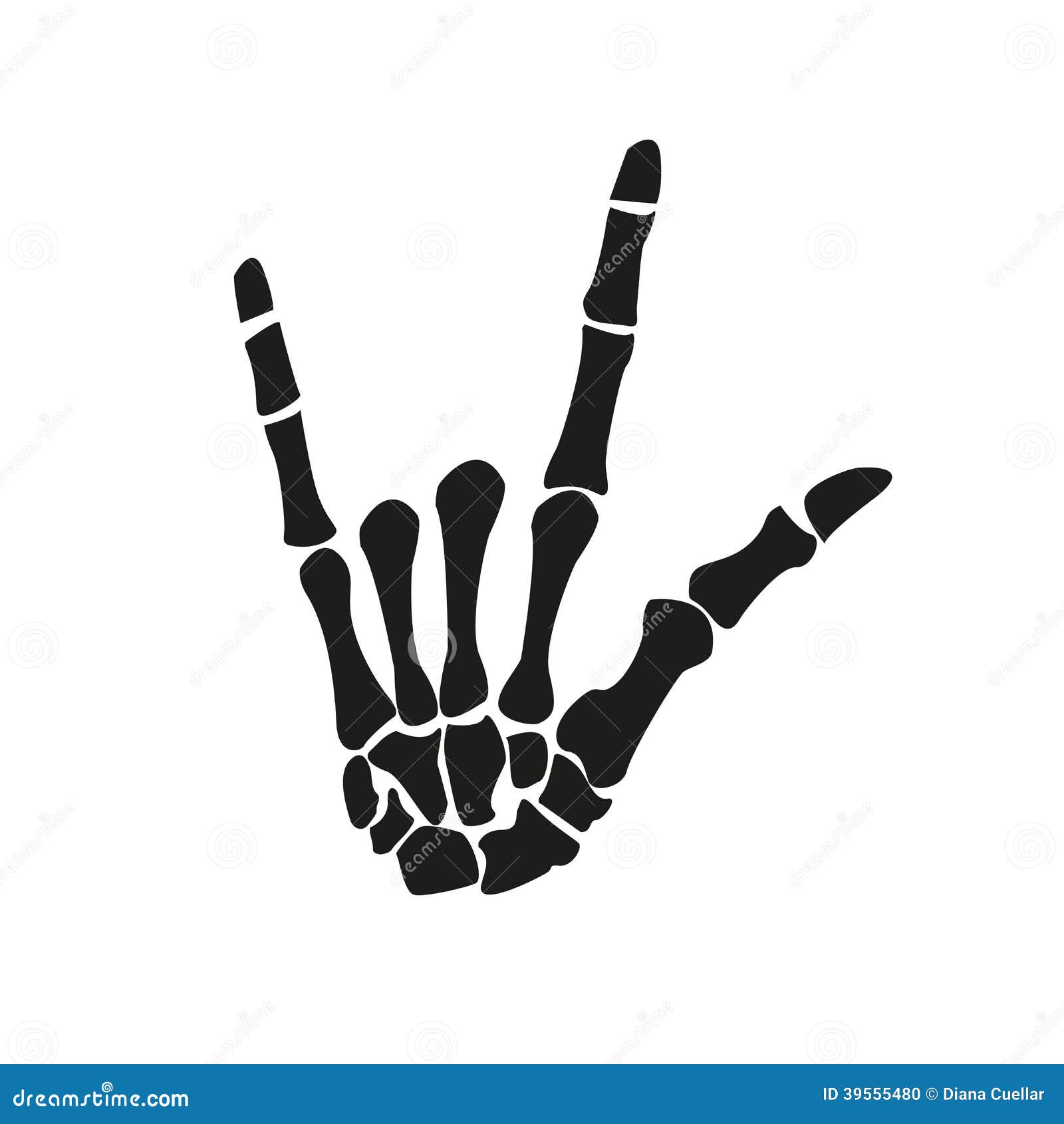 rock on skeleton hand background