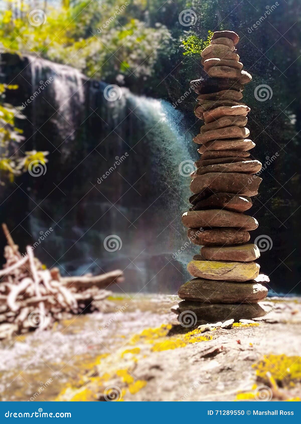 Rock Stack and Waterfall stock photo. Image of stack 71289550