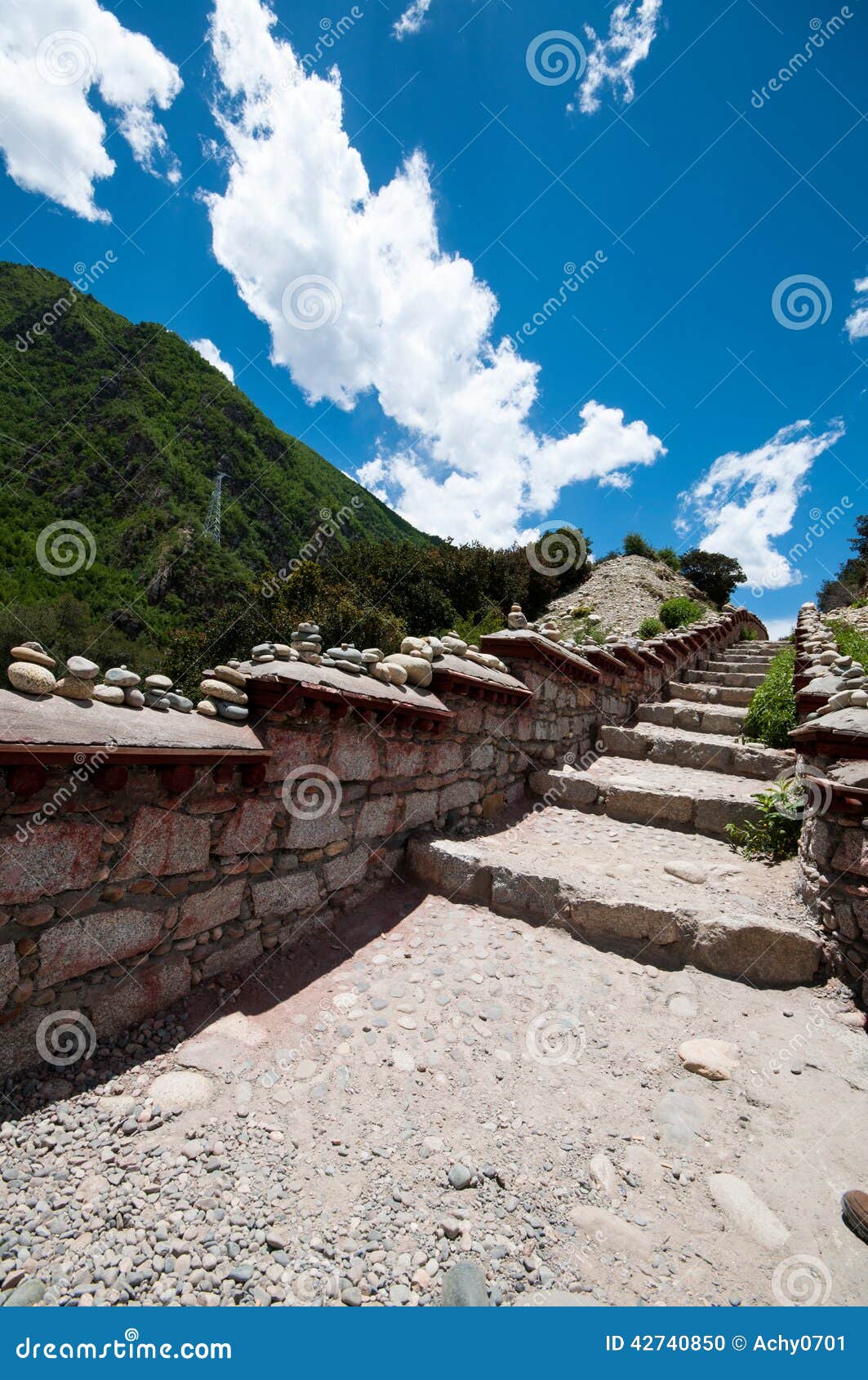 Rock stair stock photo. Image of mountain, pebble, cloud 42740850