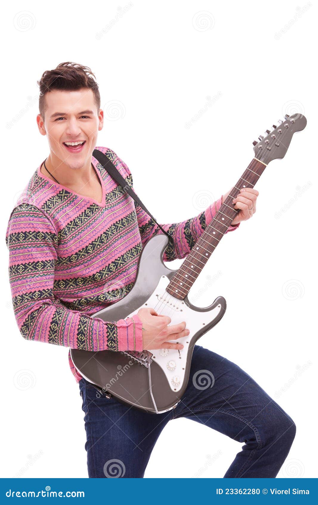 Rock Star with an Electric Guitar Stock Photo Image of guitar, funky