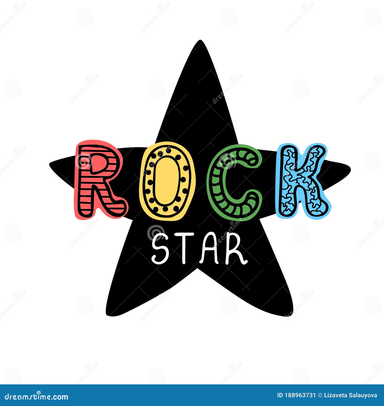 Rock Star - Fun Hand Drawn Nursery Poster with Lettering Stock Vector ...