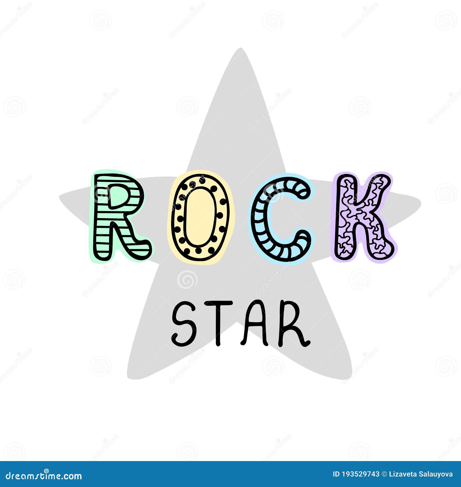 Rock Star - Fun Hand Drawn Nursery Poster with Lettering Stock Vector ...