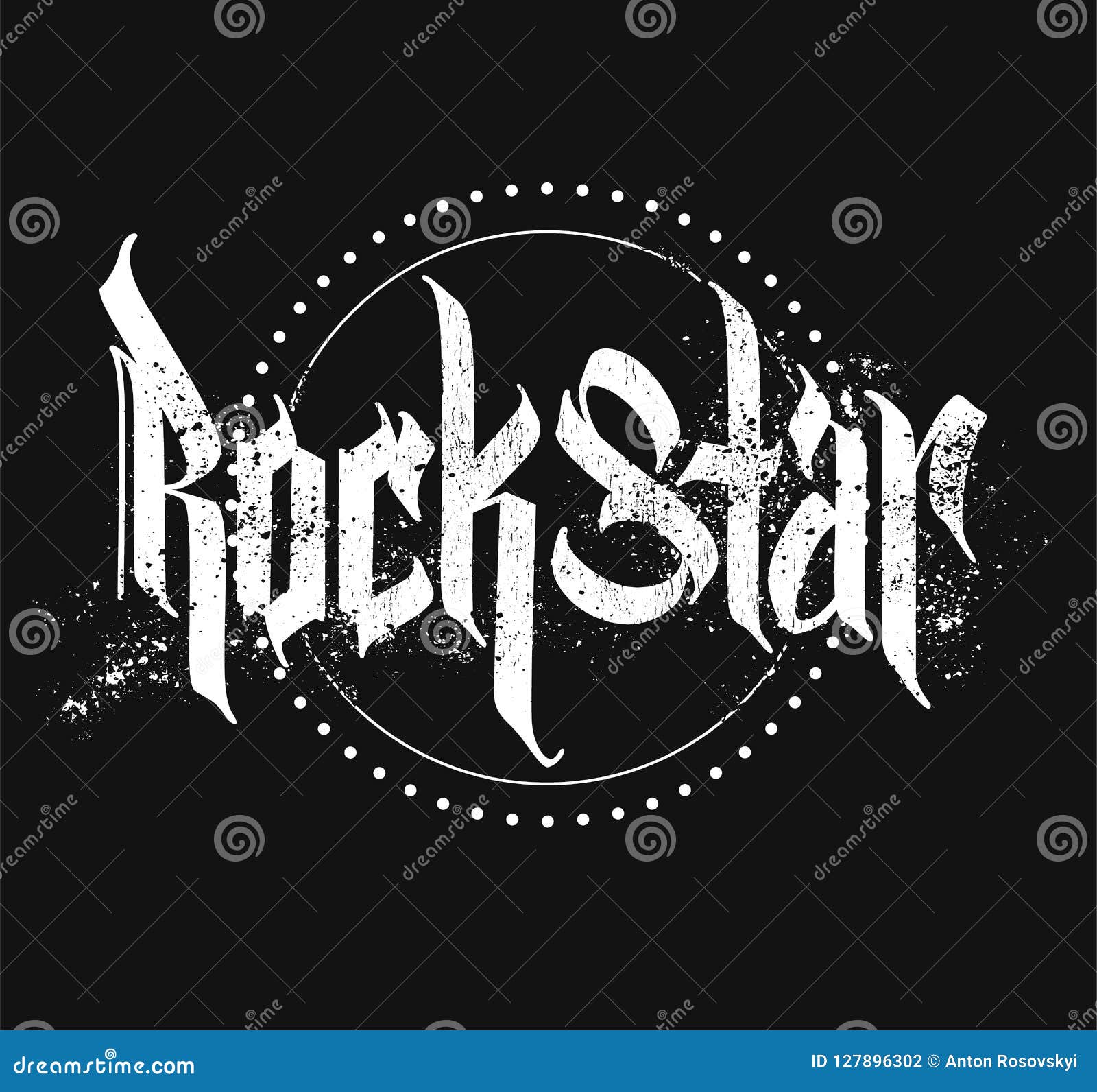 Rock Star Gothic Style Lettering Print with Grunge Stock Vector ...