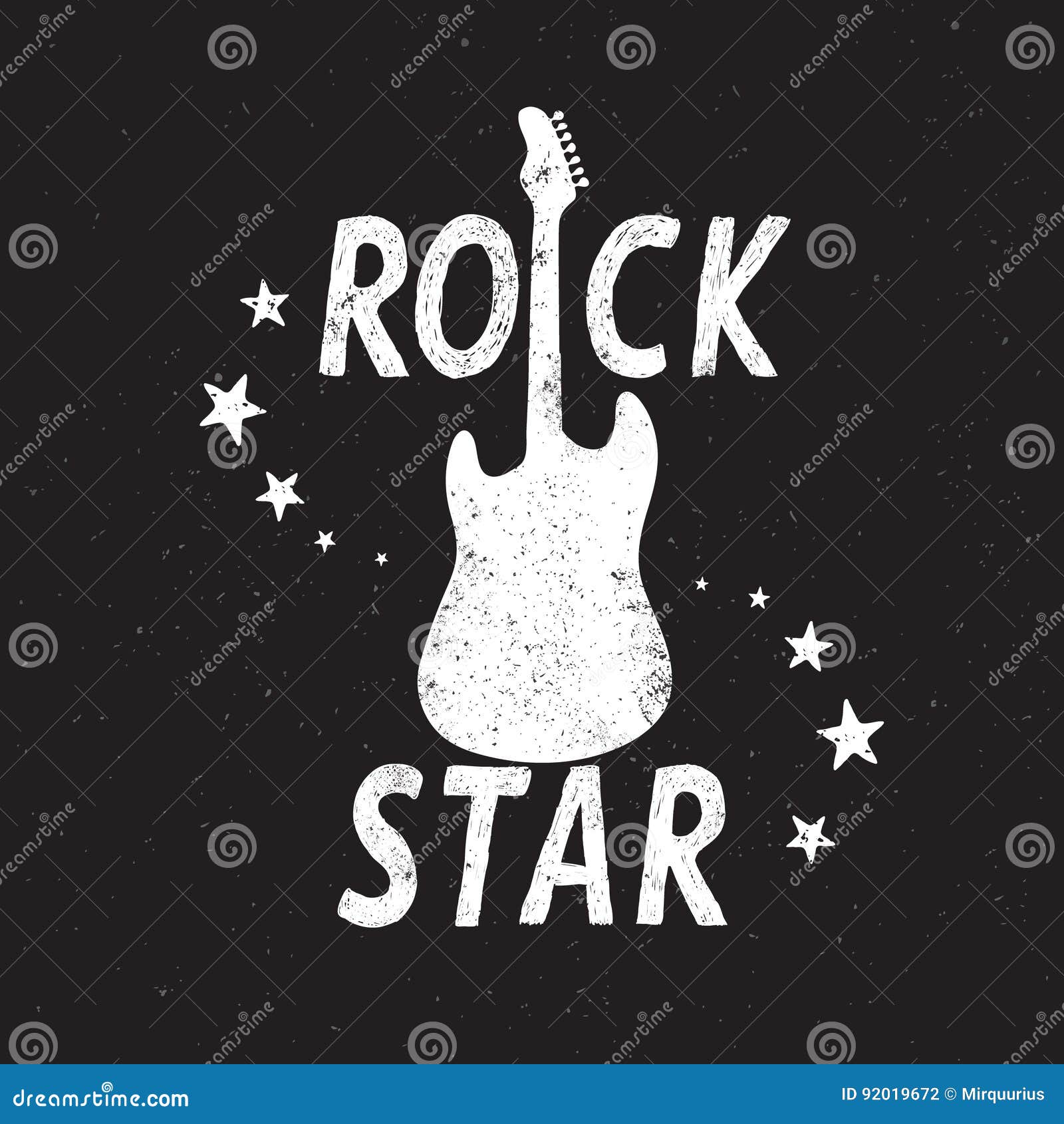 Rock Star Grunge Emblem with Guitar Stock Vector - Illustration of ...