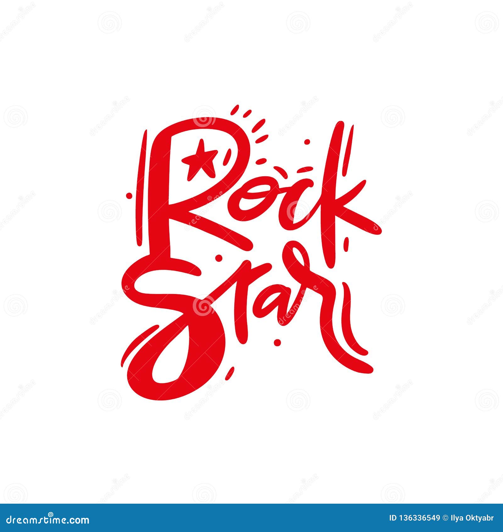 Rock Star Hand Drawn Lettering. Modern Brush Calligraphy Stock ...