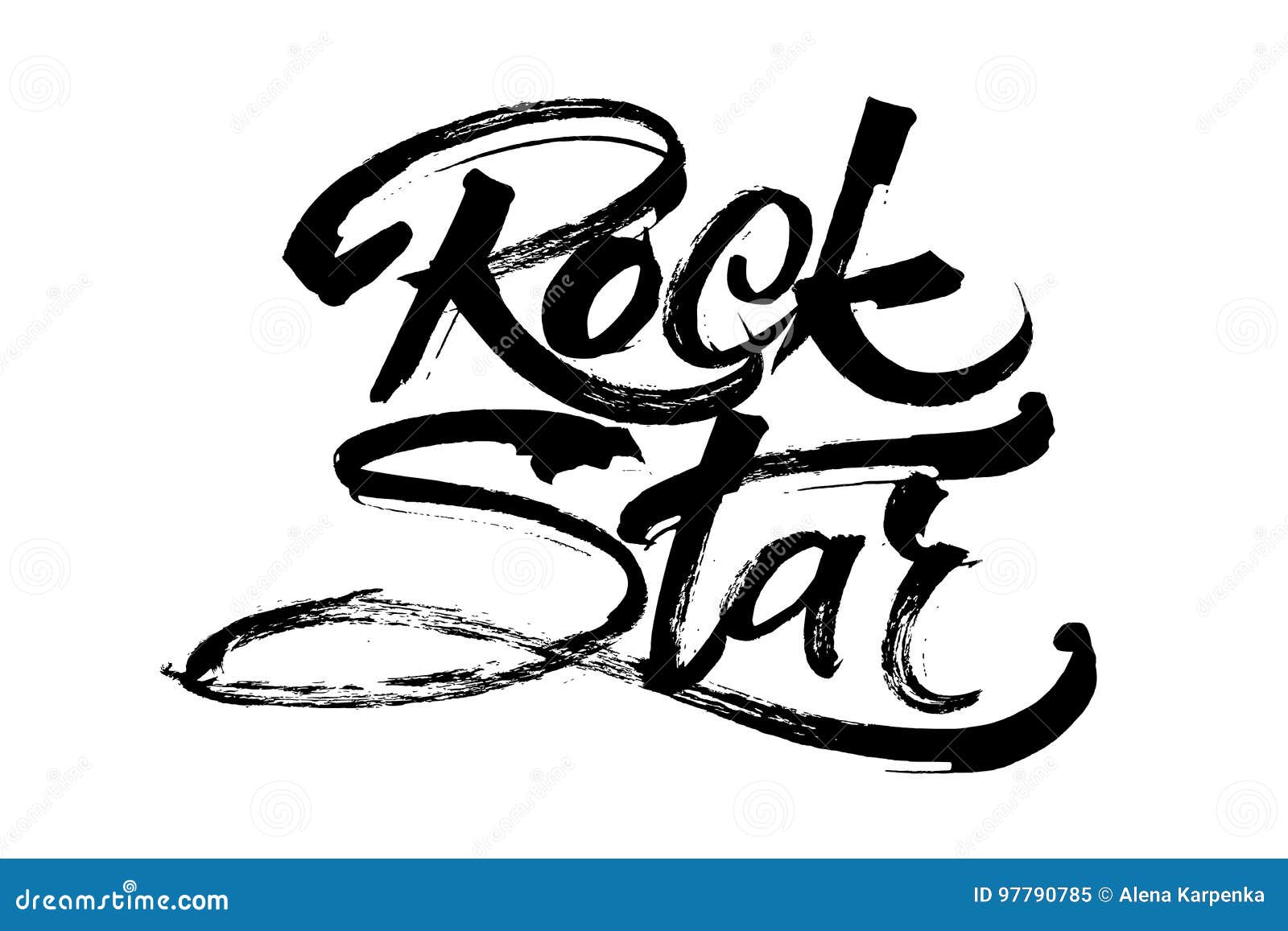 Rock Star. Modern Calligraphy Hand Lettering for Serigraphy Print Stock ...