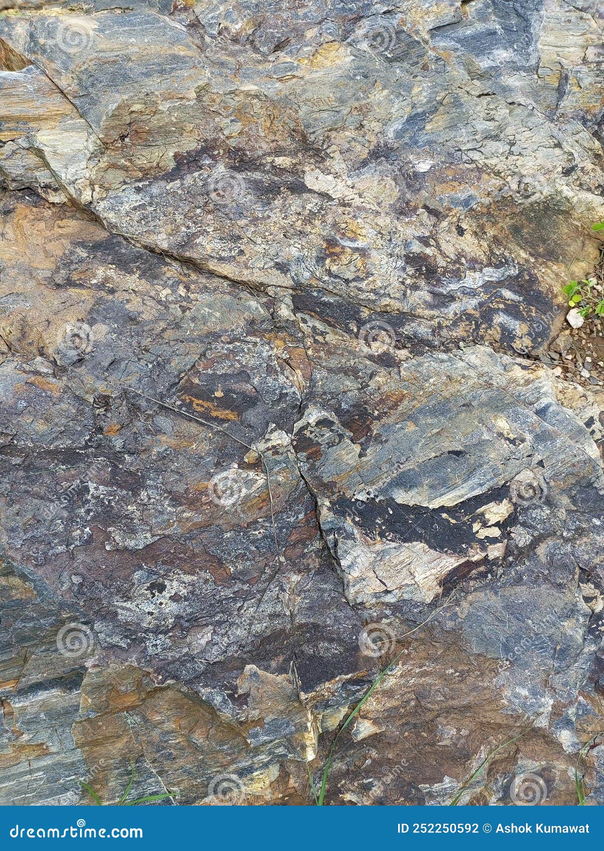 Rock Stone Texture of Aravali Mountain Located in India Stock Photo