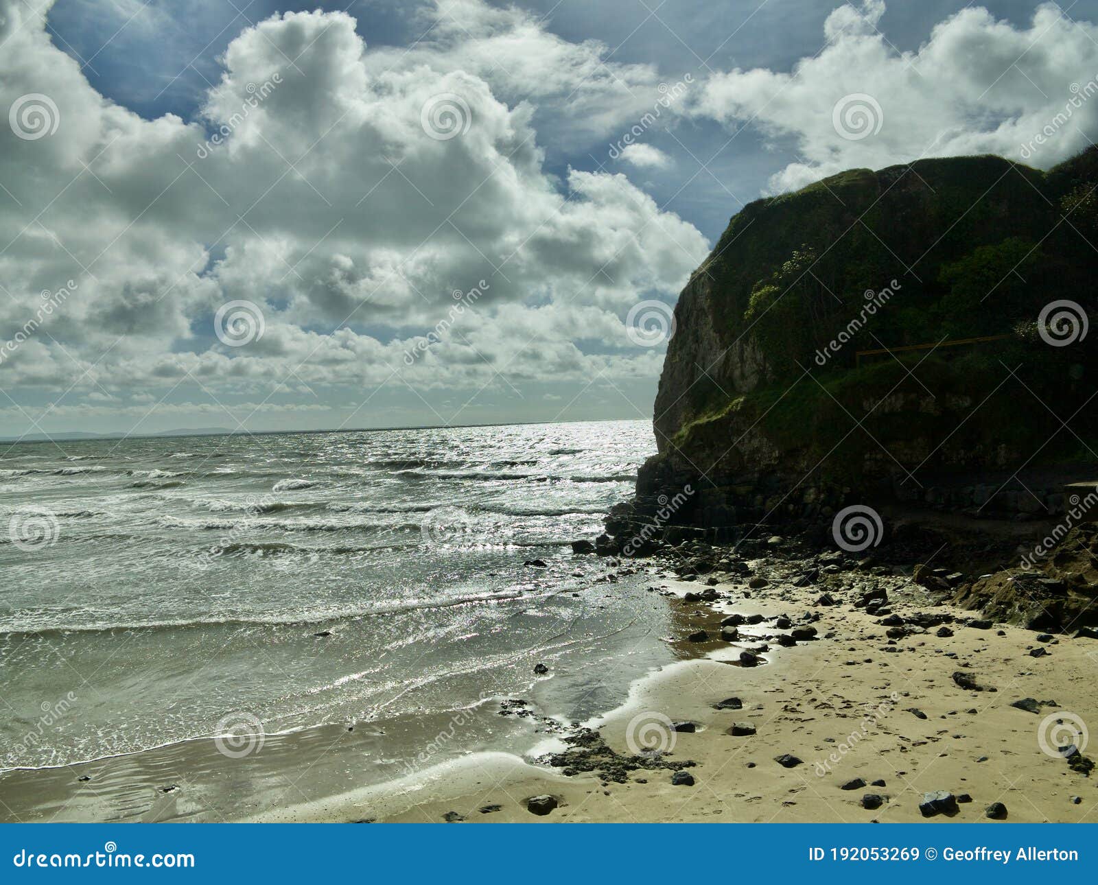 Rock sunlight and sea stock image. Image of united, europe - 192053269