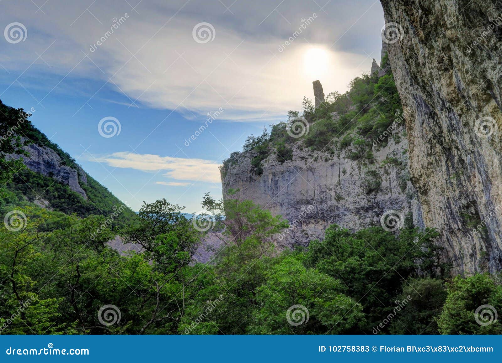 rock wall in vela draga canyon, ucka national park, croatia