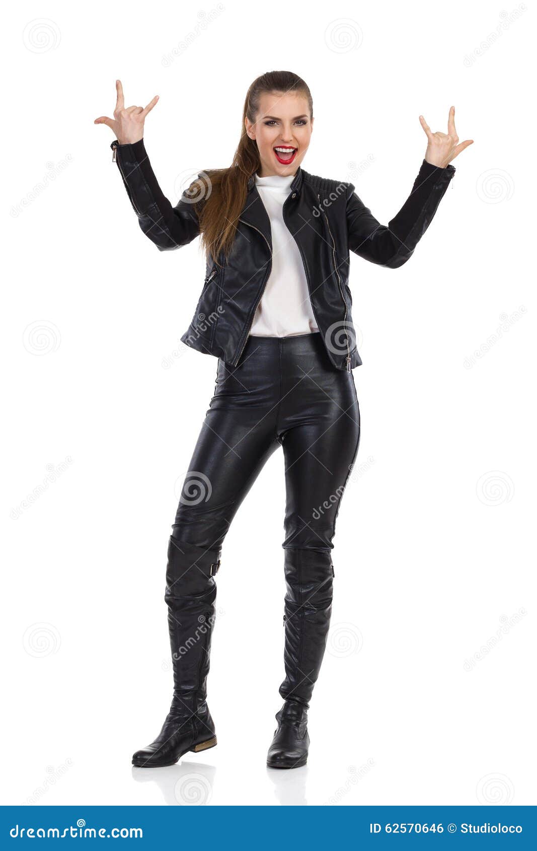 Rock Woman Hand Sign stock photo. Image of female, camera - 62570646