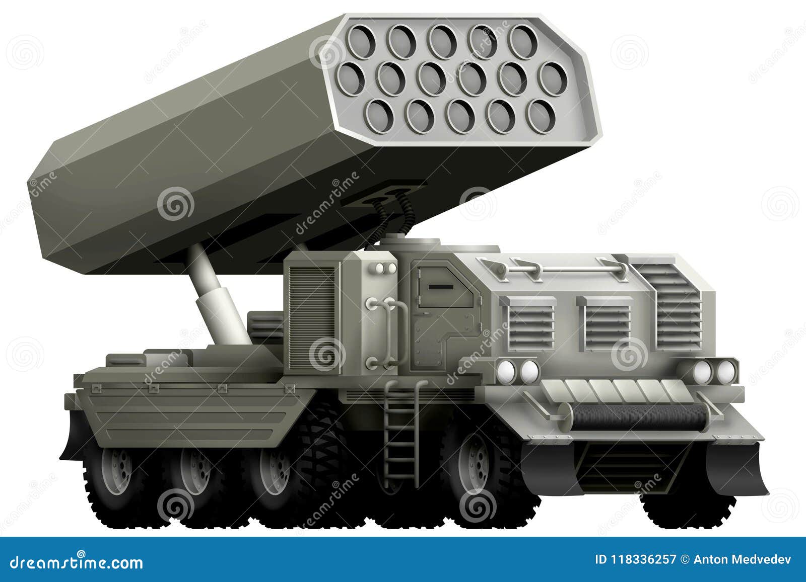 Rocket Artillery, Missile Launcher with Fictional Design - Isolated